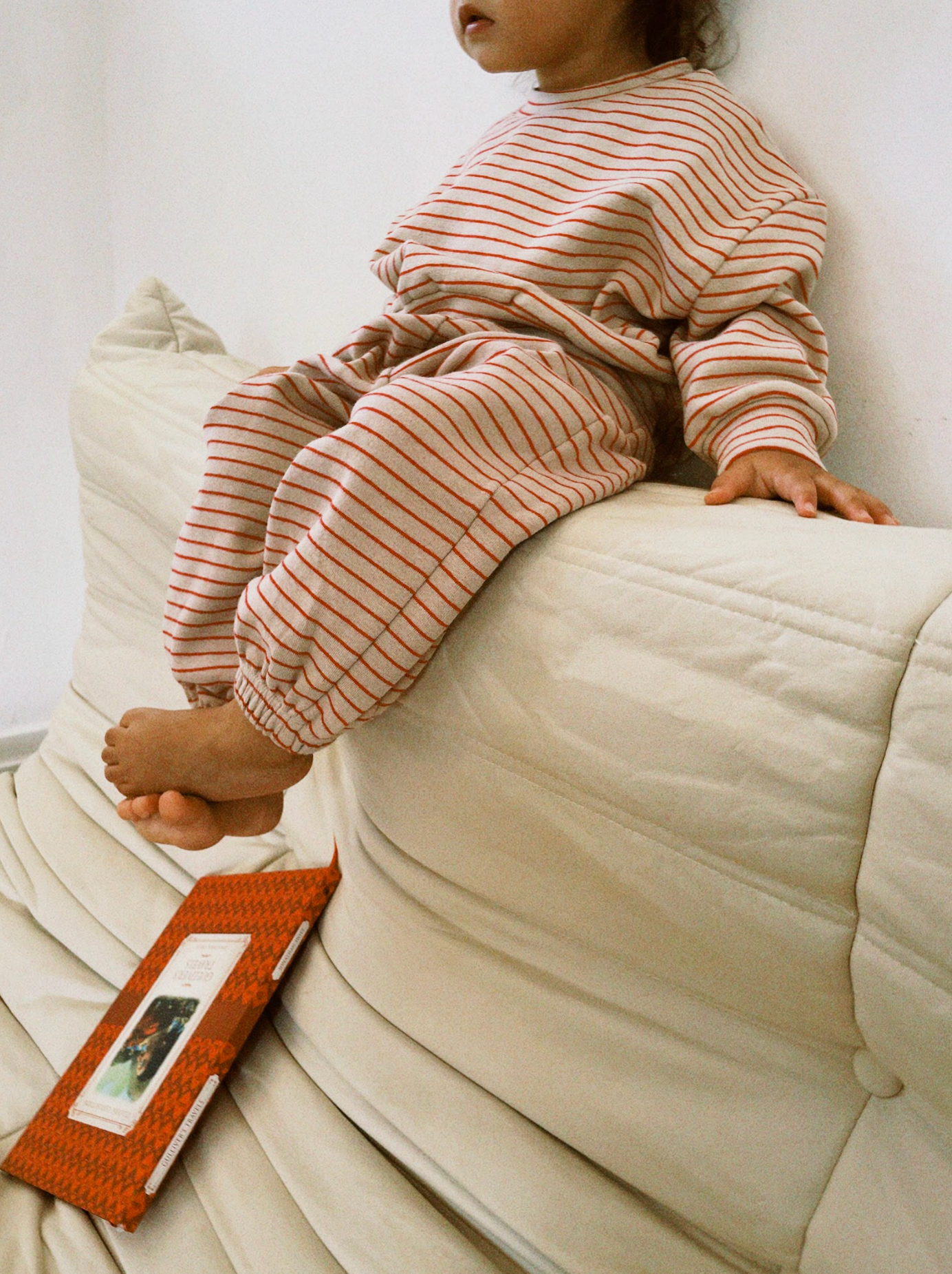 Tracky dacks - cream/red stripe