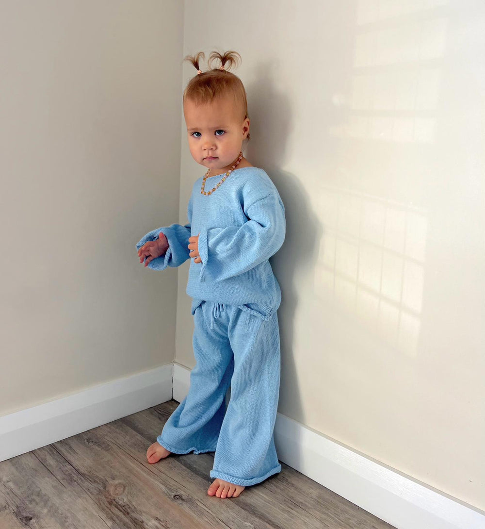 Frankie knit set - cornflower blue