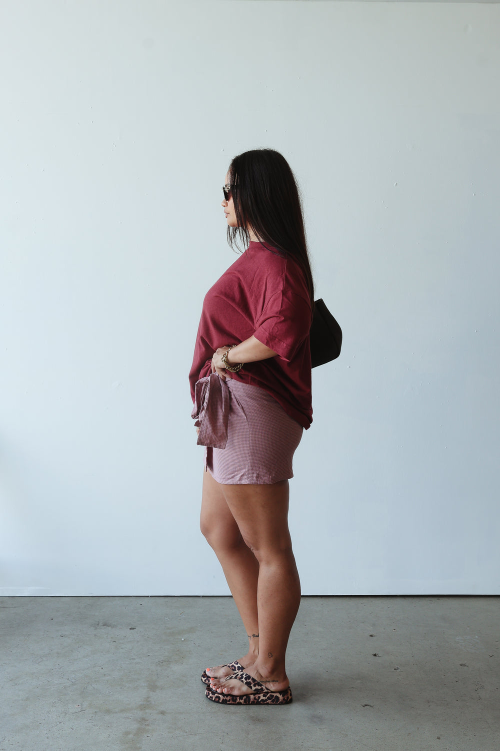 Athletic hemp/cotton tee - burgundy