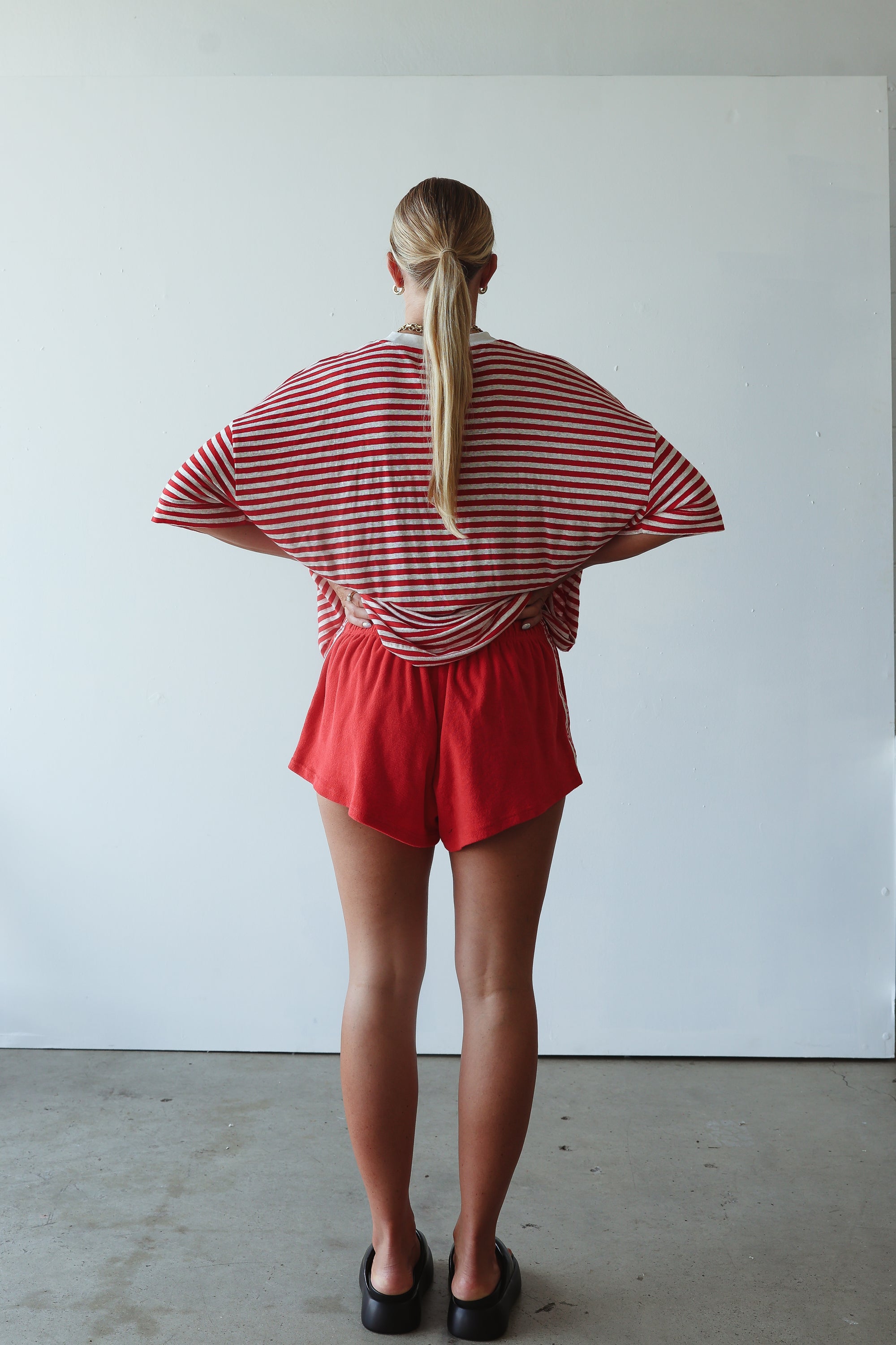 Athletic hemp/cotton tee - red/white stripe