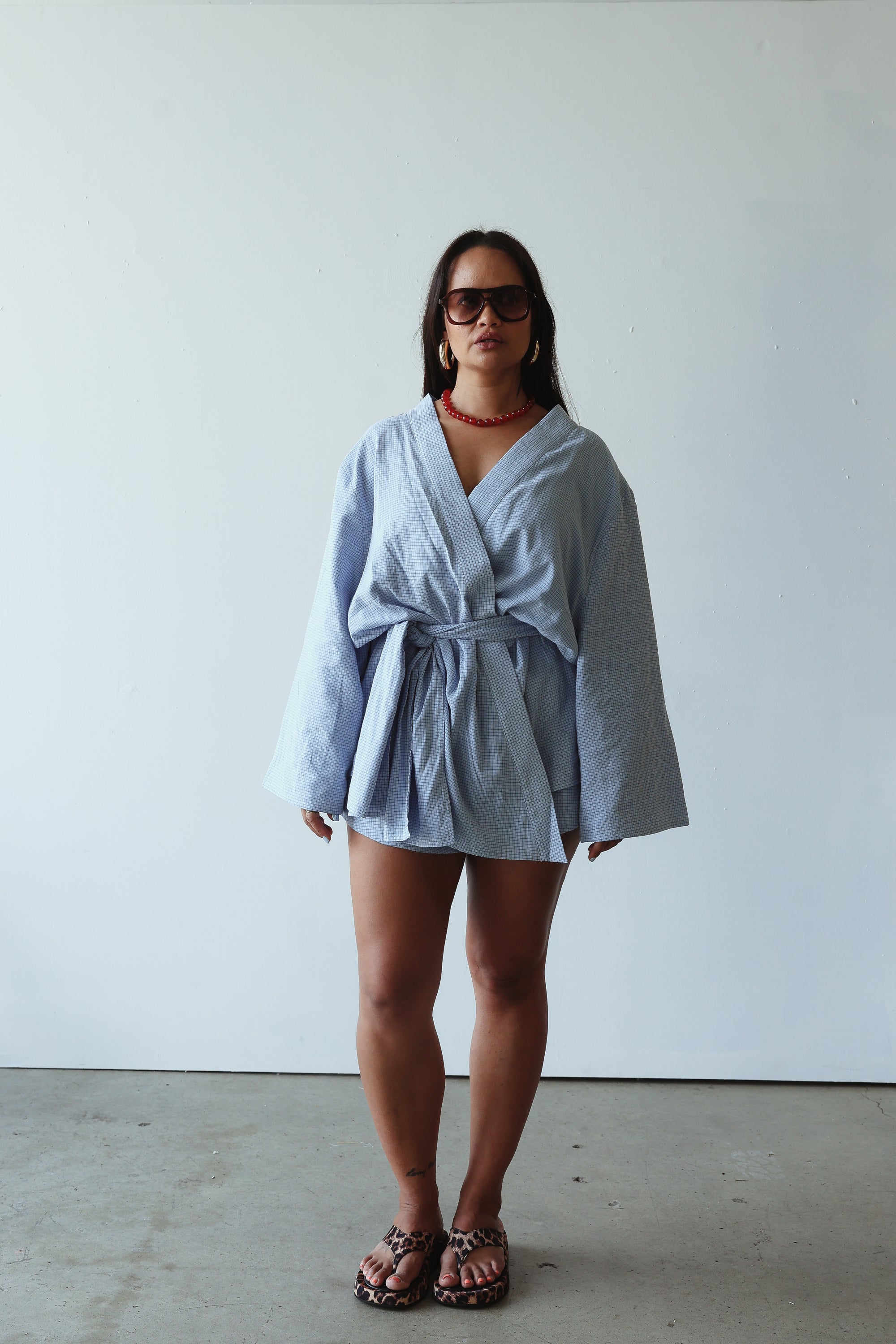 Luella cotton kimono - blue check
