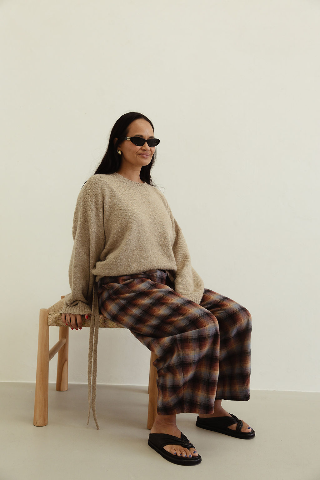 *pre-order* Vali check pant - brown/blue check