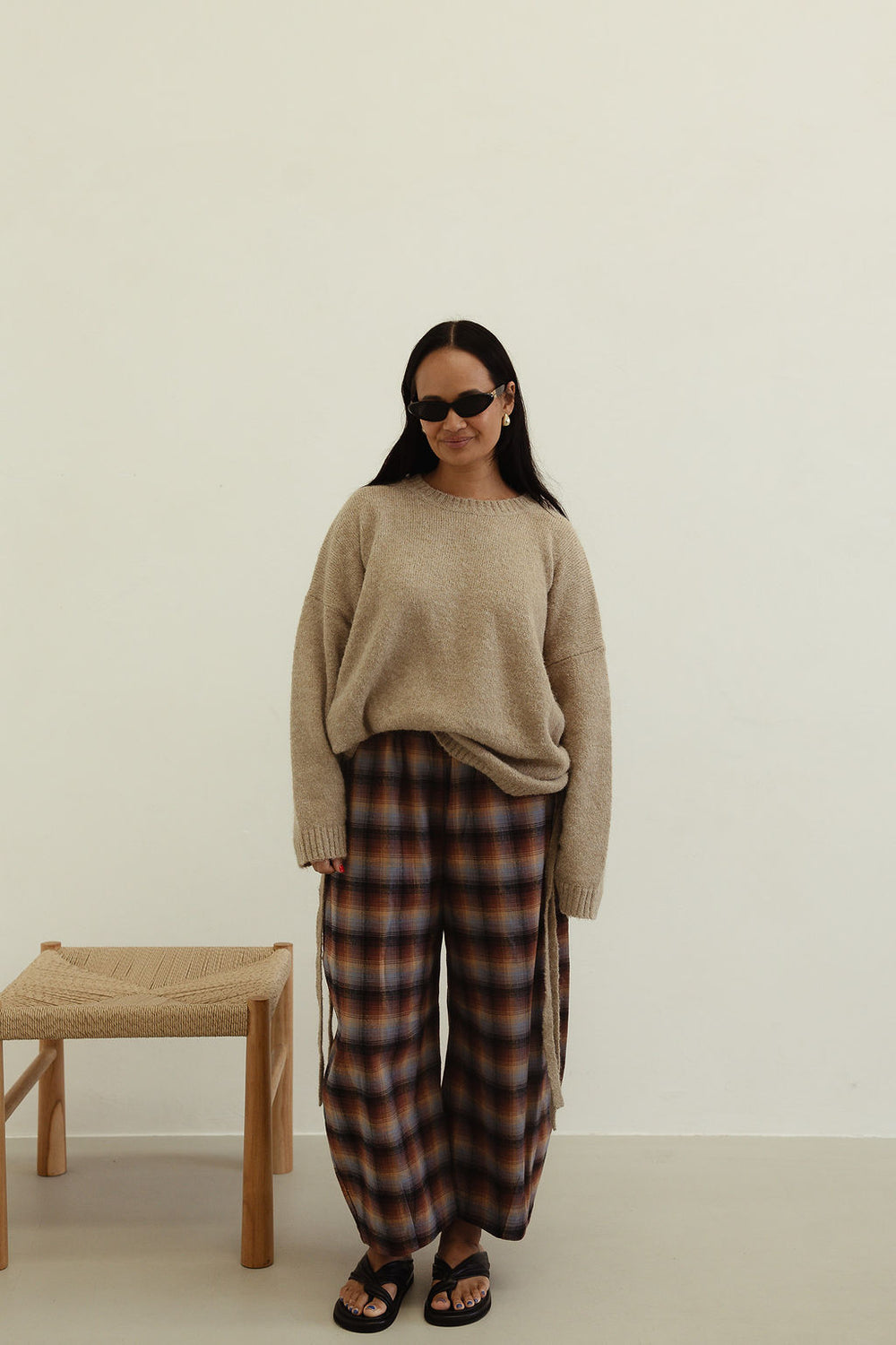 *pre-order* Vali check pant - brown/blue check