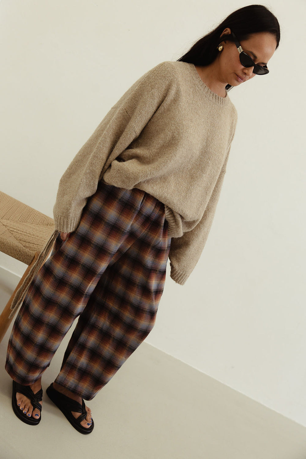 *pre-order* Vali check pant - brown/blue check