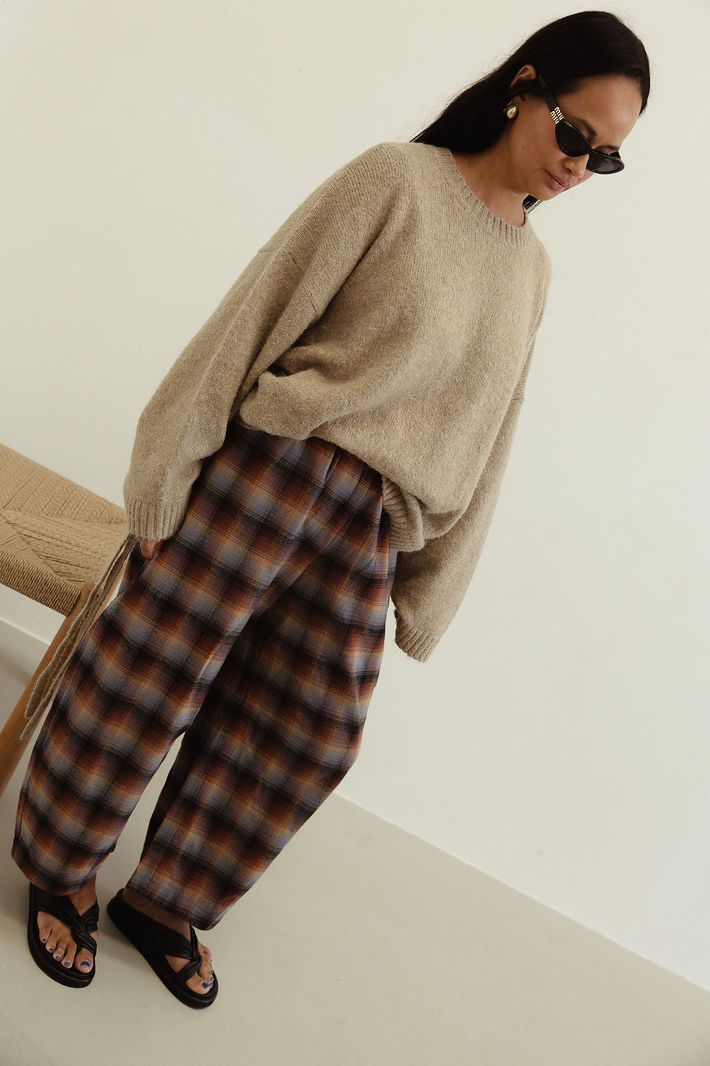 *pre-order* Vali check pant - brown/blue check