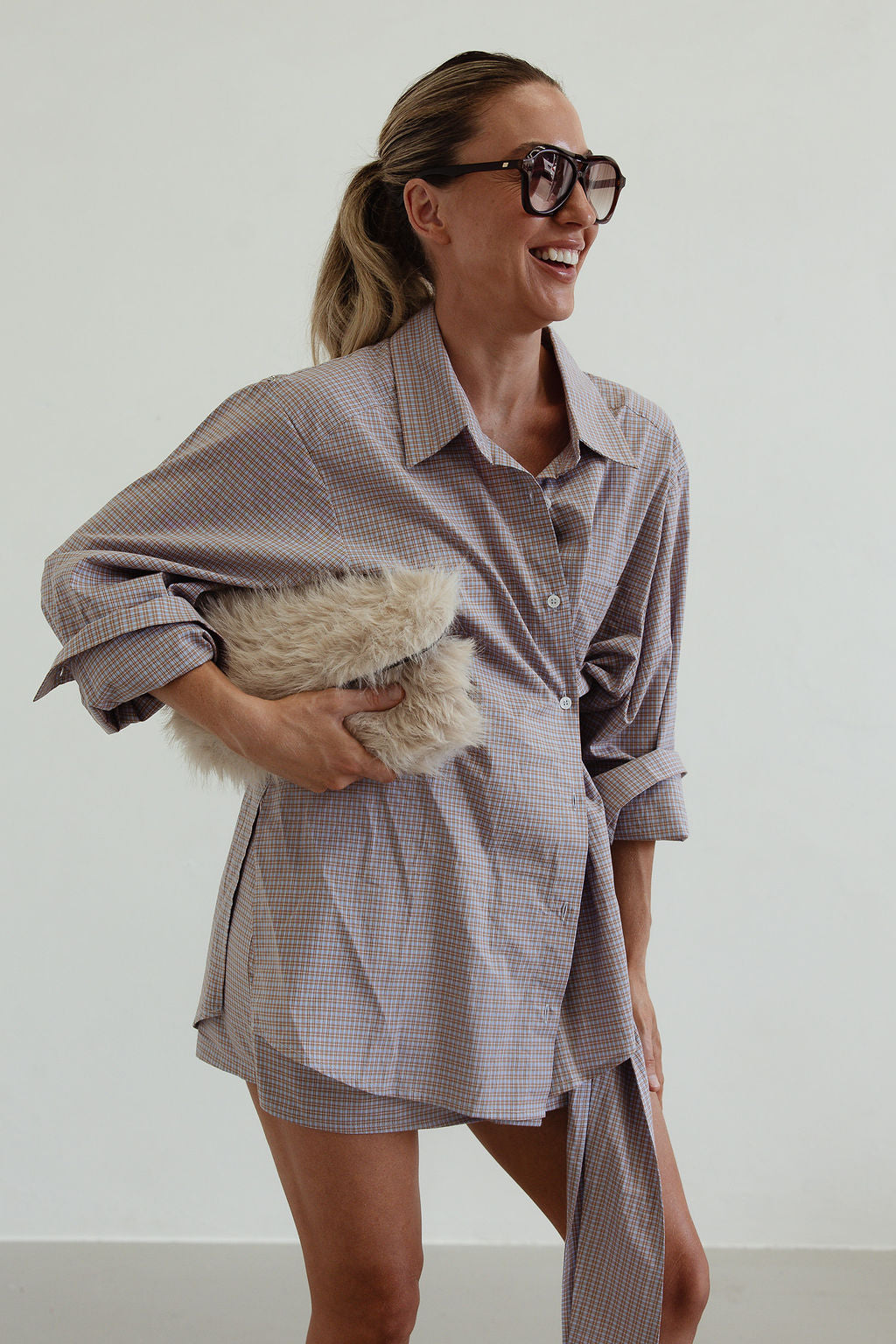 Lola check shirt - blue/brown