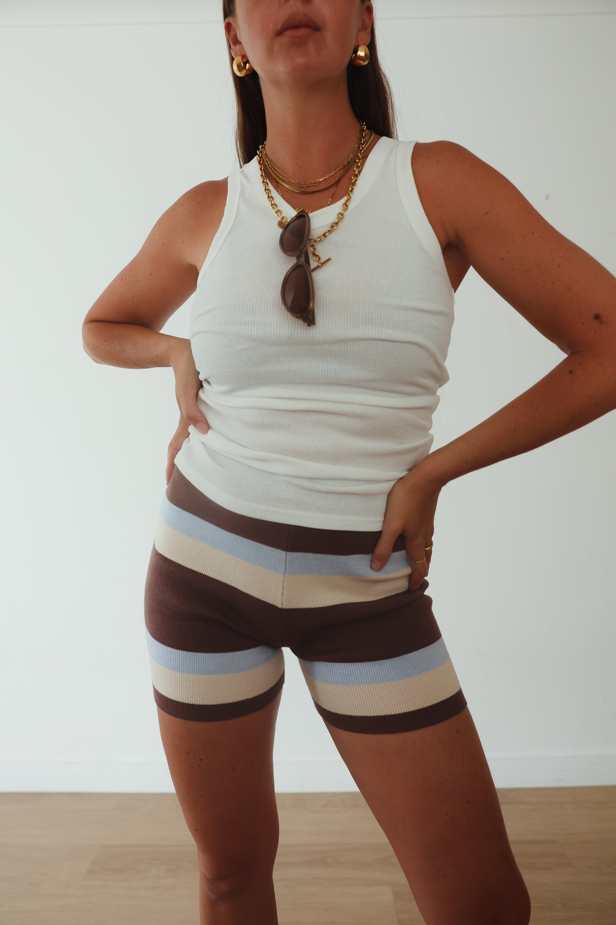 Womens knit short - stripe