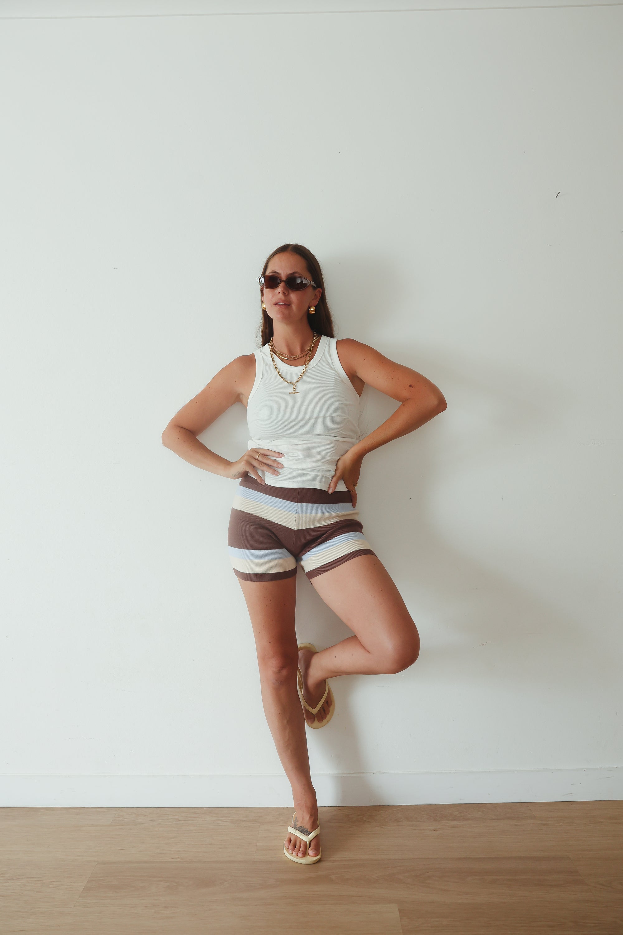 Womens knit short - stripe