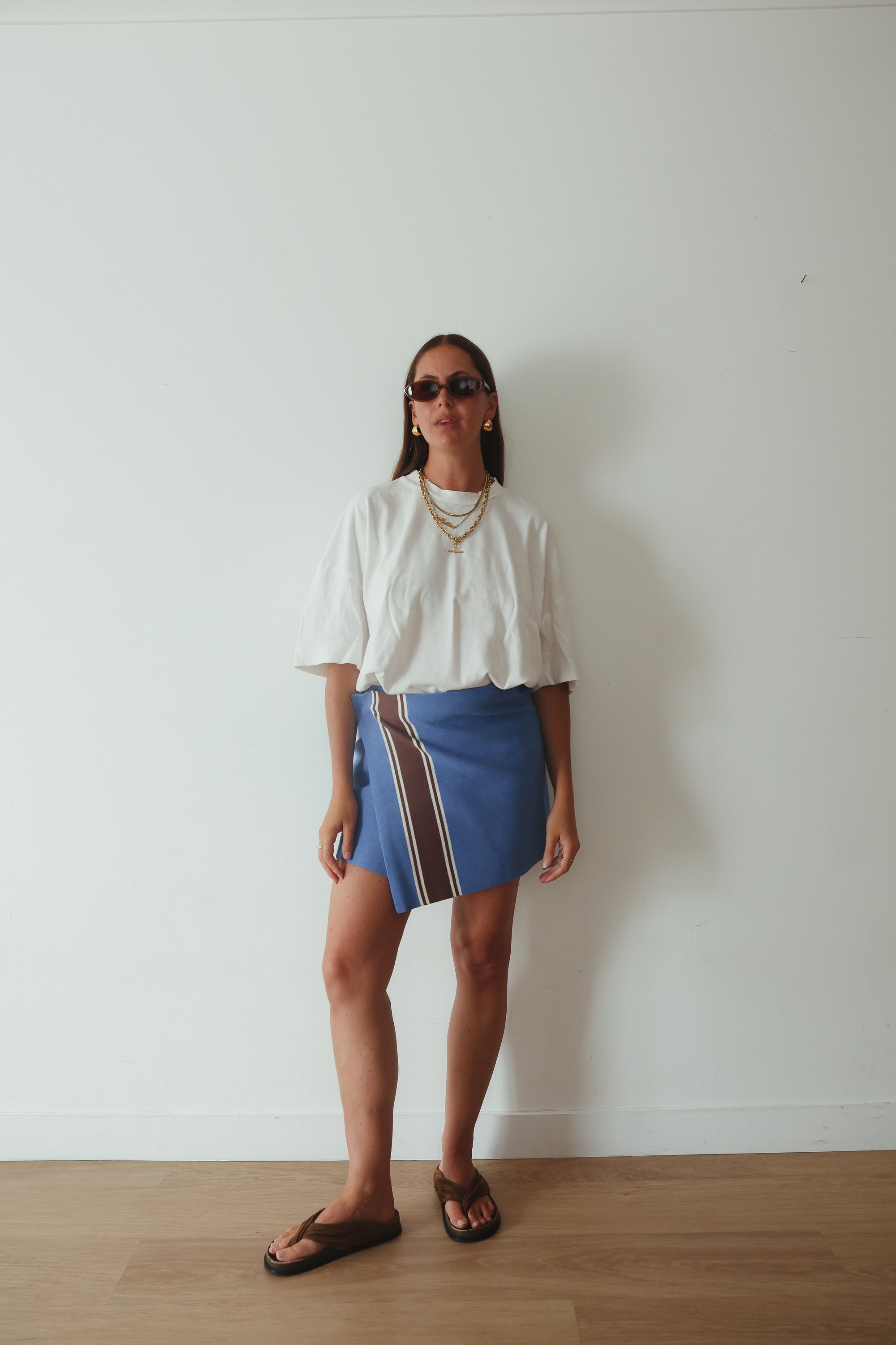 Stripe knit skirt - blue