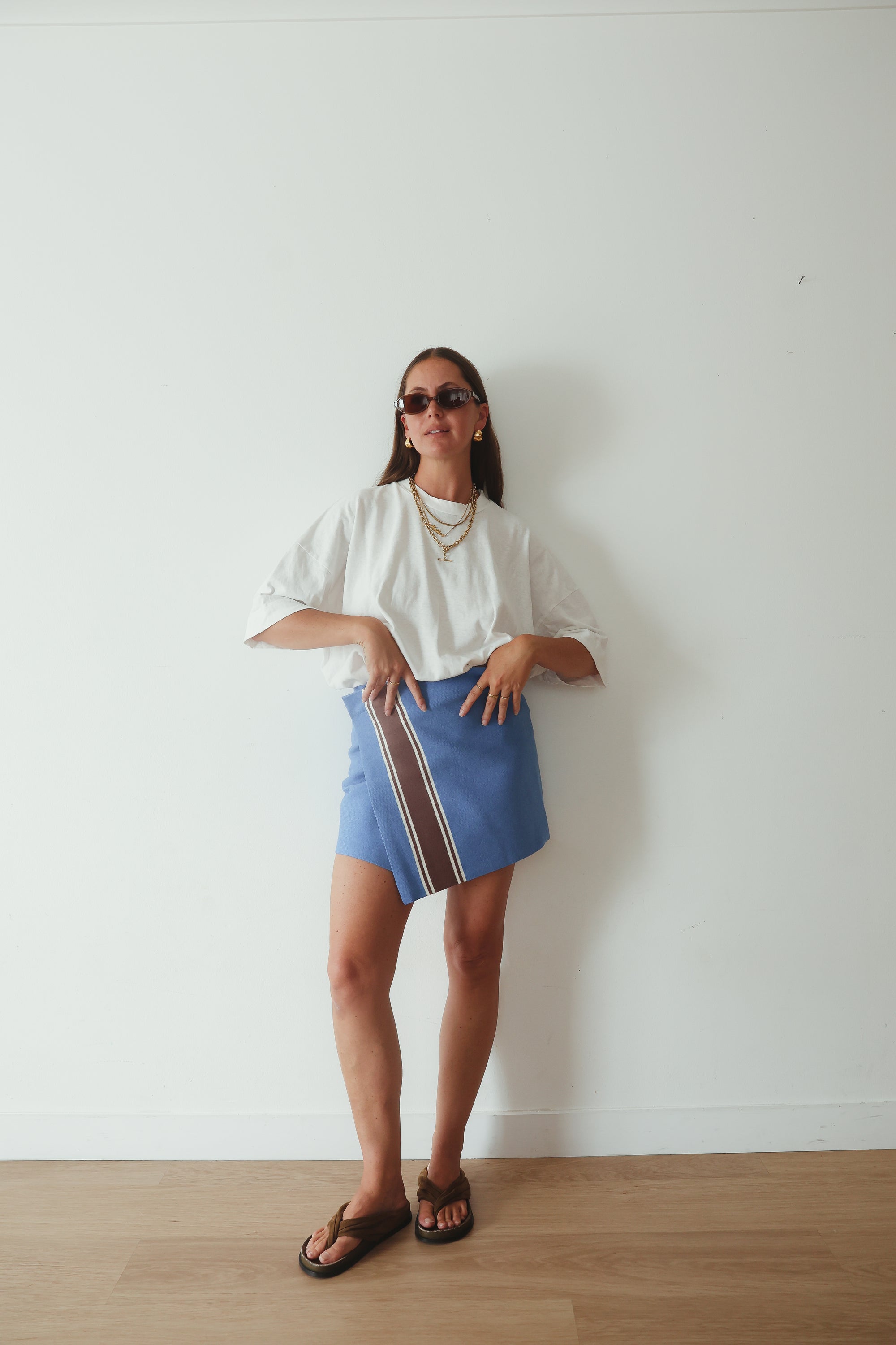 Stripe knit skirt - blue