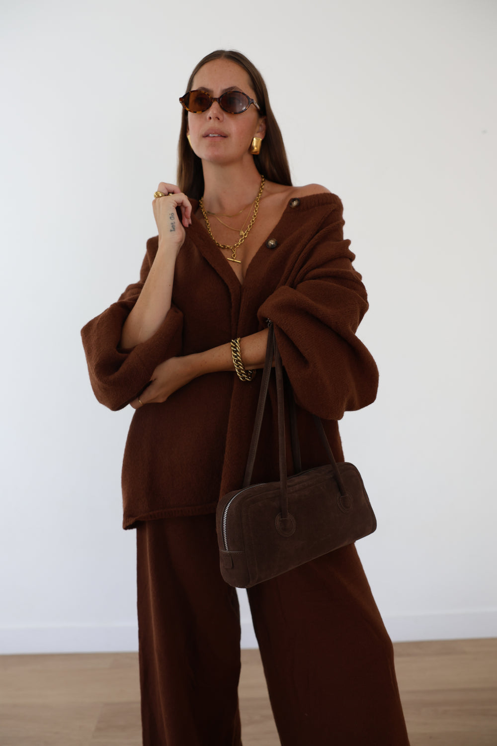Sienna knit cardigan - chocolate