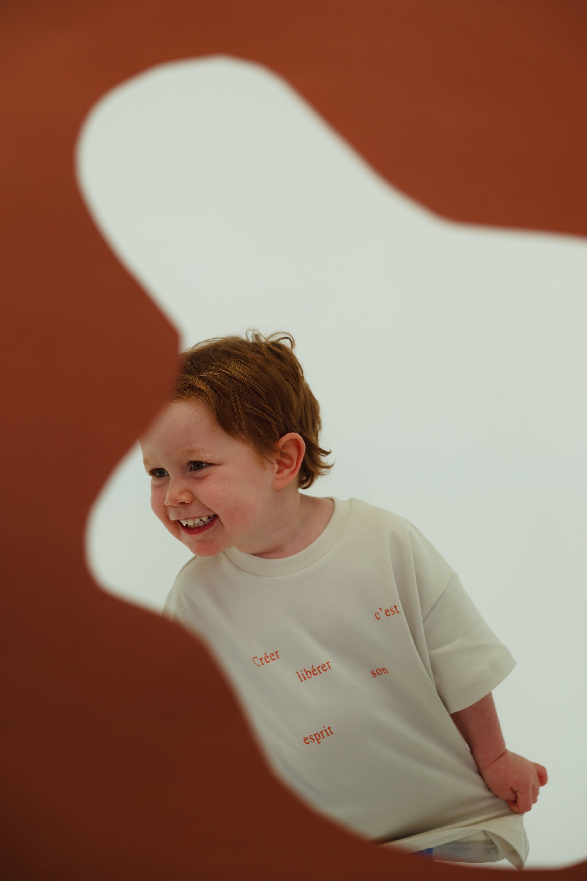 C'est organic cotton tee - cream/red