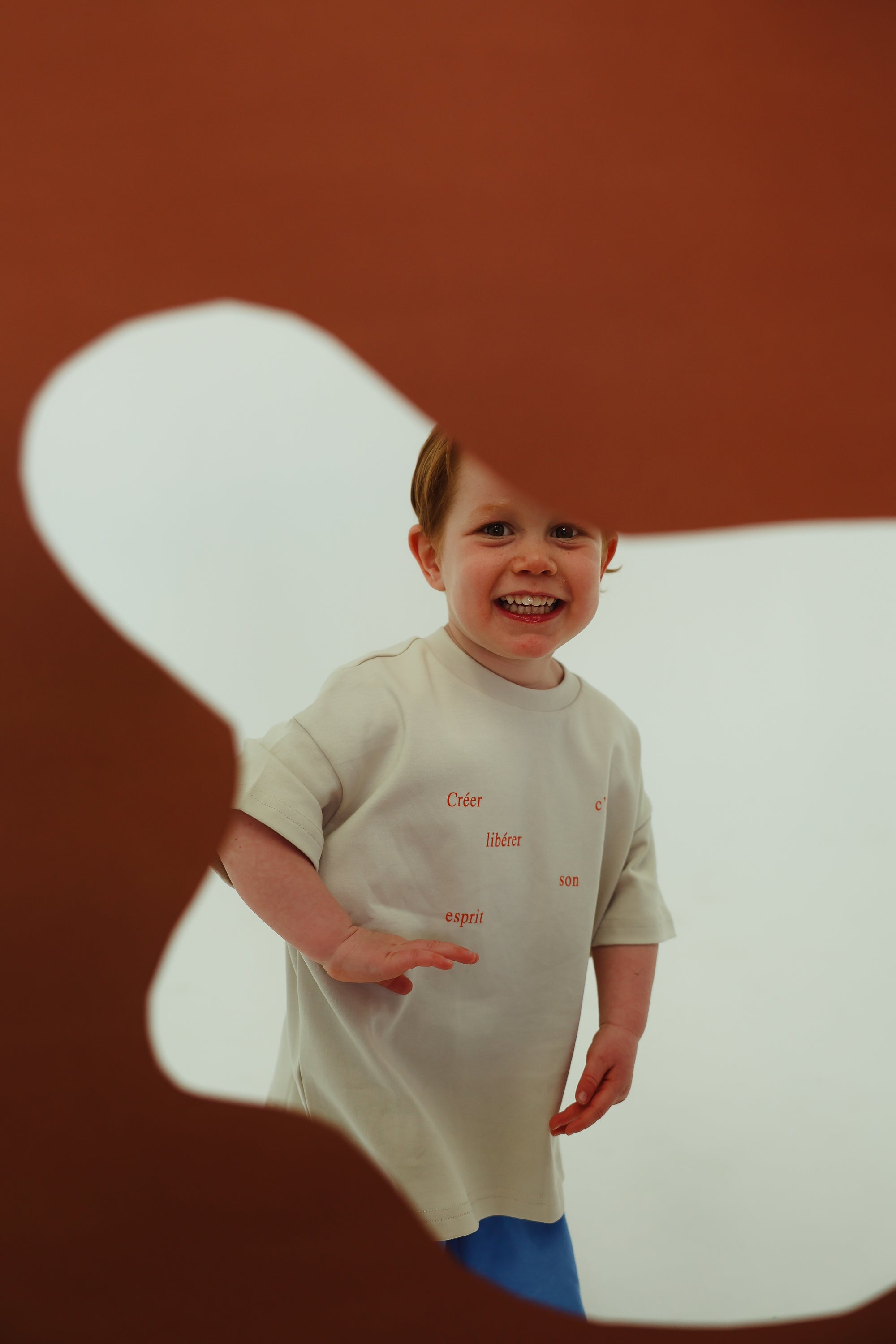 C'est organic cotton tee - cream/red