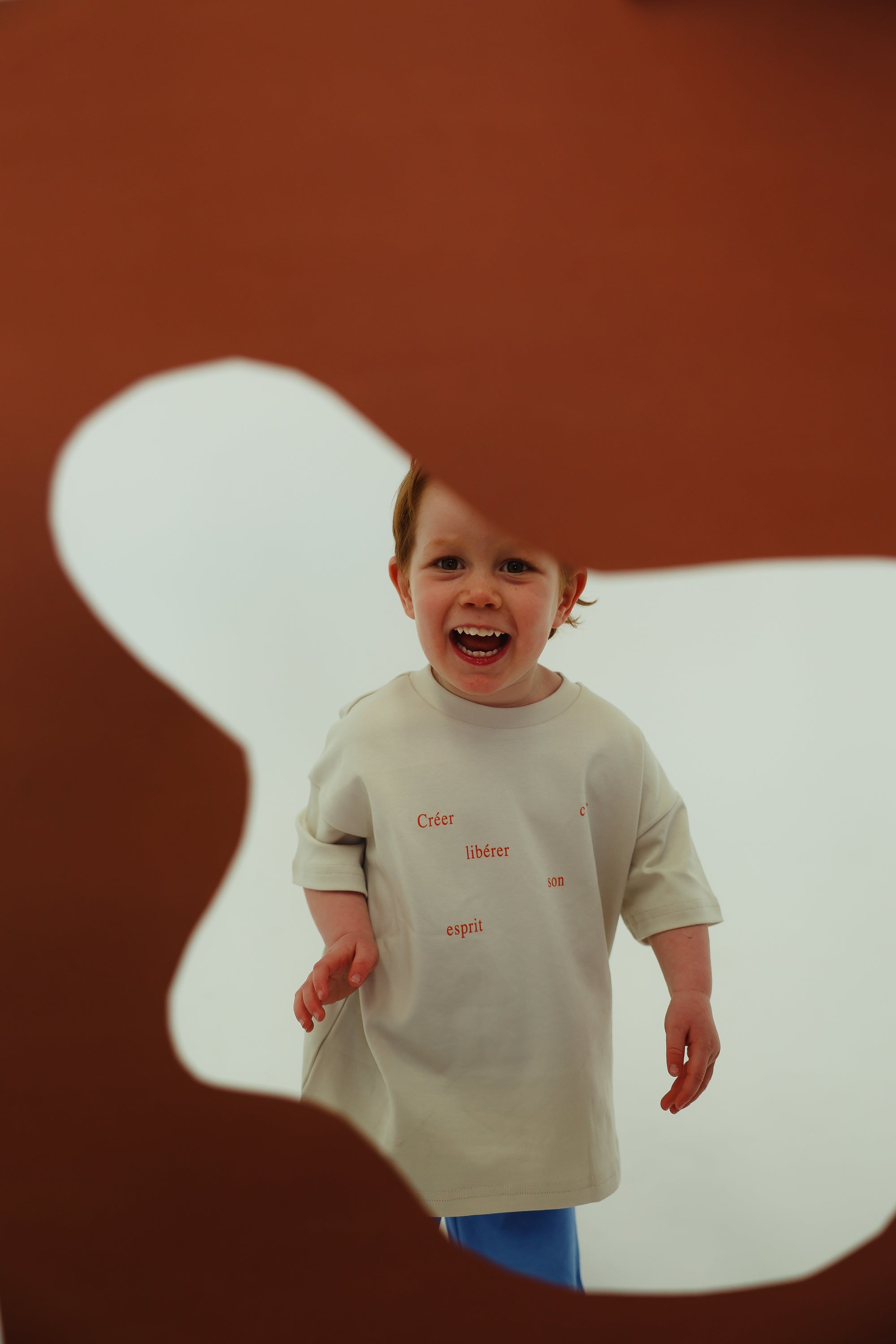 C'est organic cotton tee - cream/red