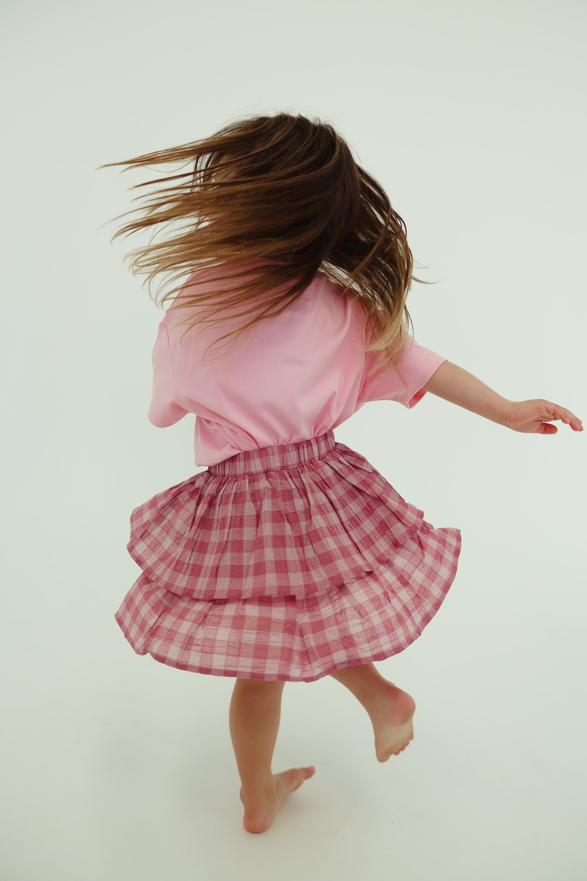 Gingham tiered skirt