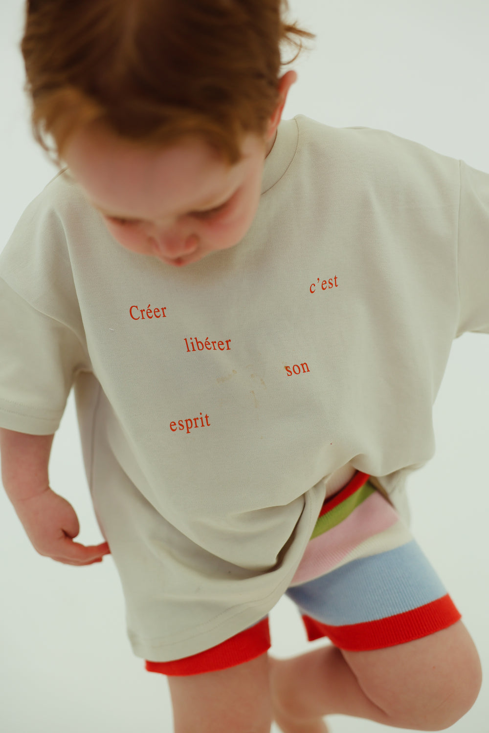 C'est organic cotton tee - cream/red