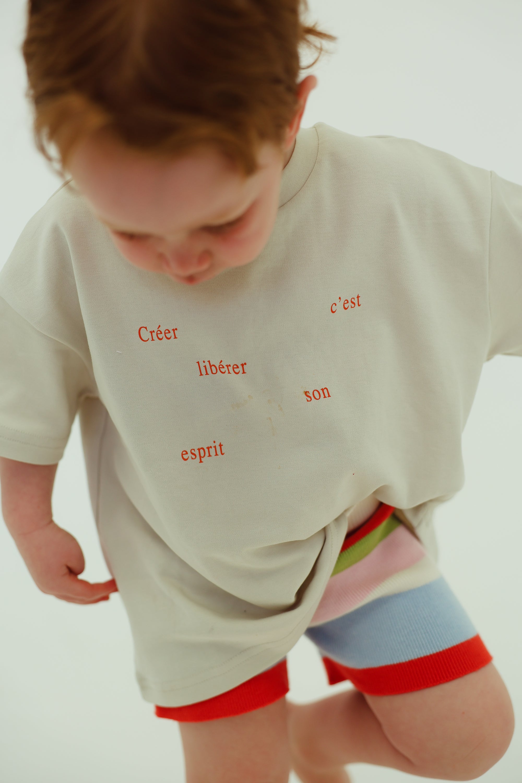 C'est organic cotton tee - cream/red