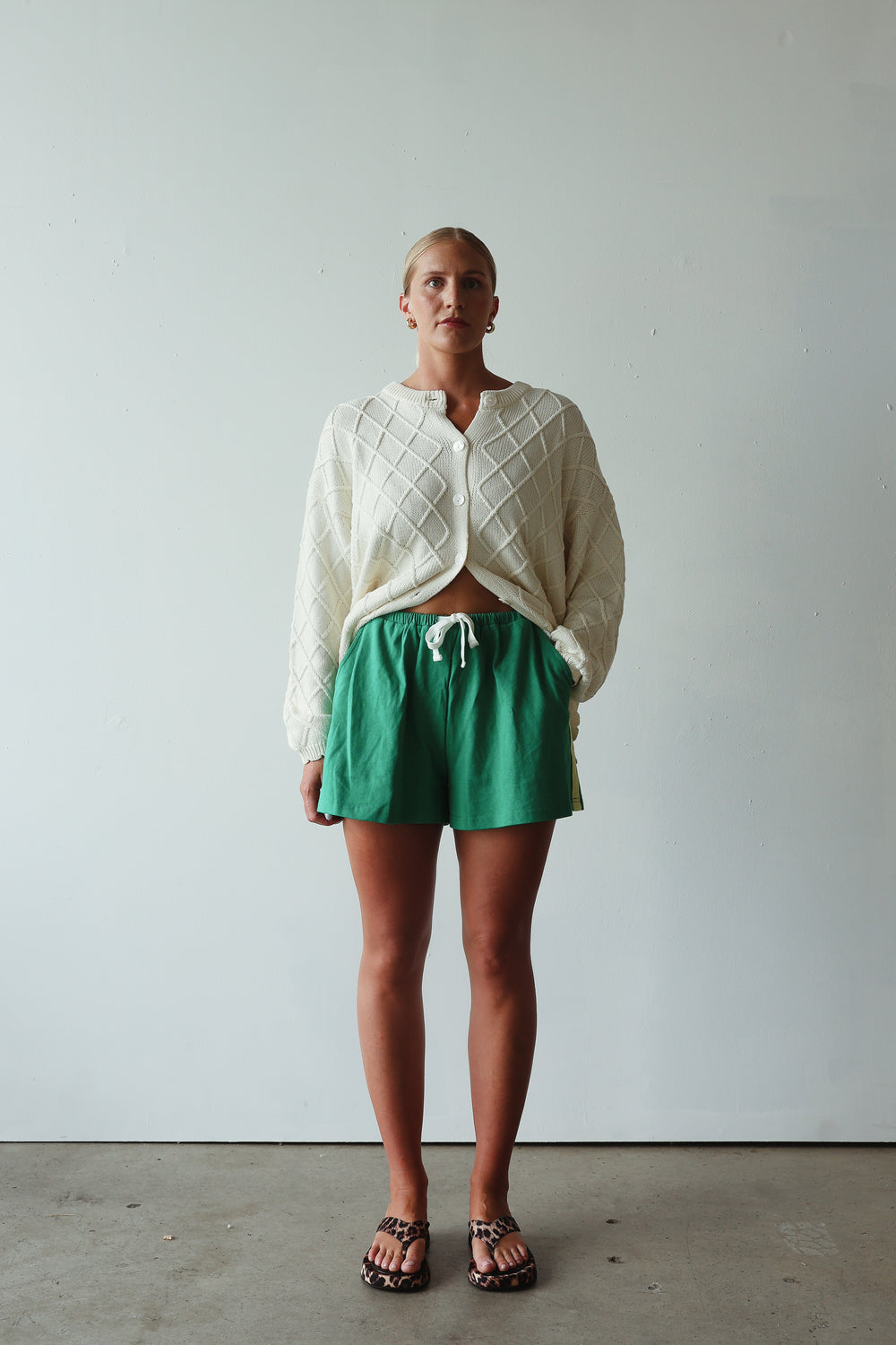 Crochet knit cardigan - cream
