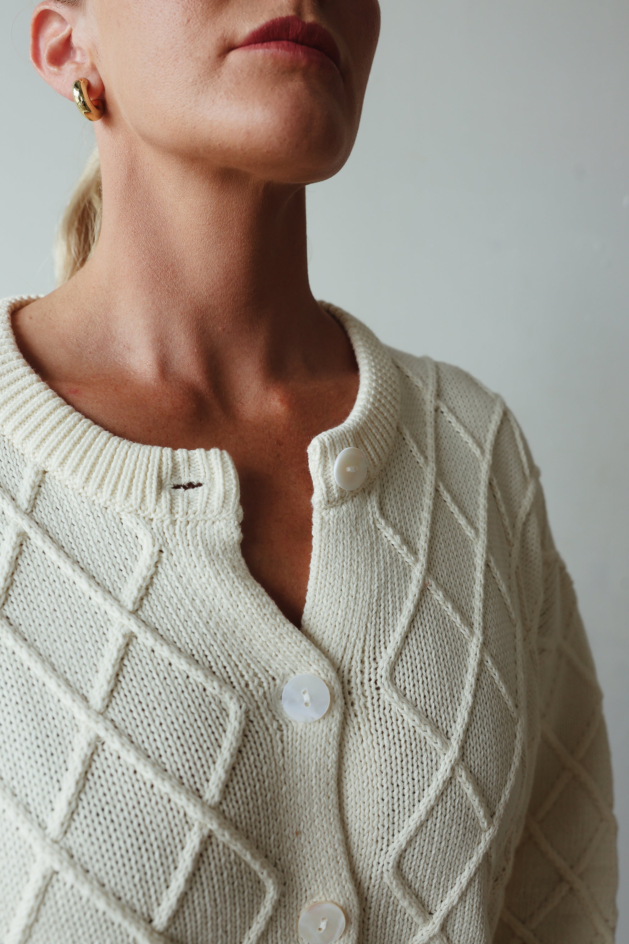 Crochet knit cardigan - cream