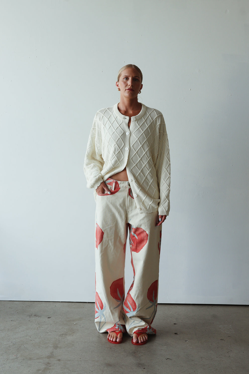 Baggy mid rise jean - tomato print - 32