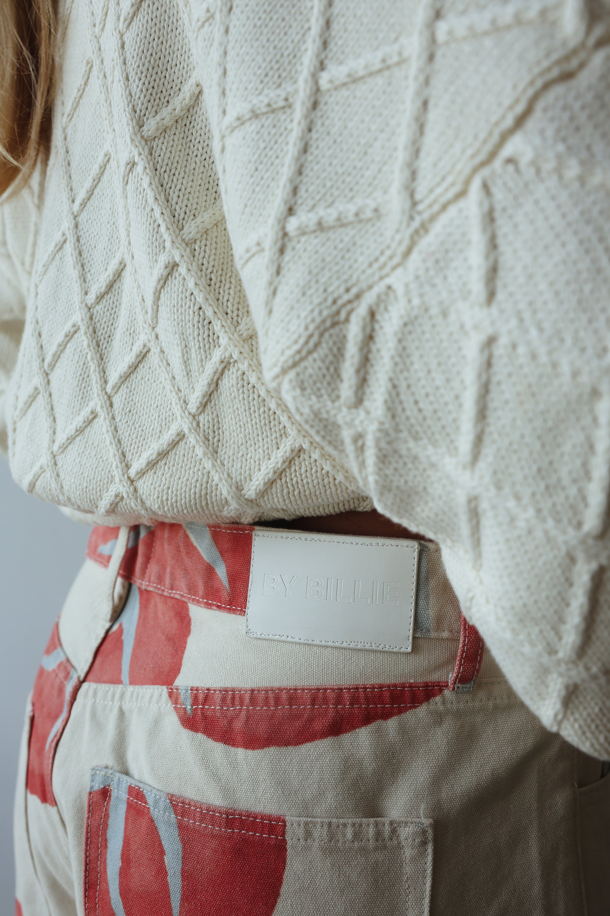 Baggy mid rise jean - tomato print