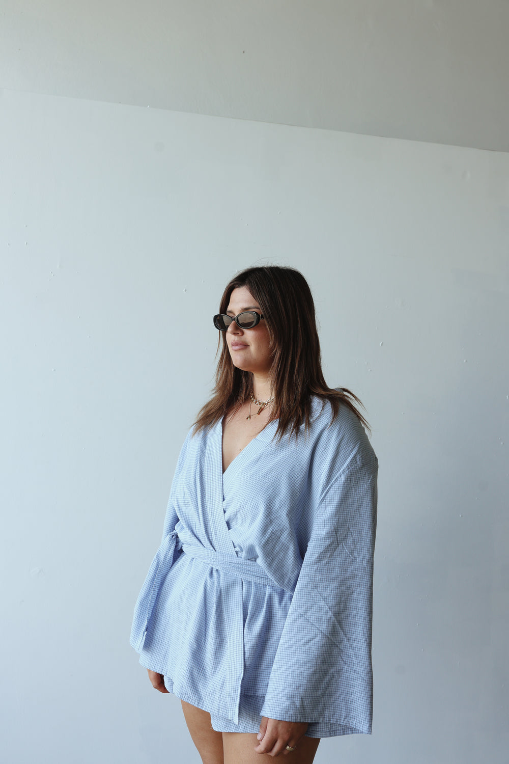Luella cotton kimono - blue check