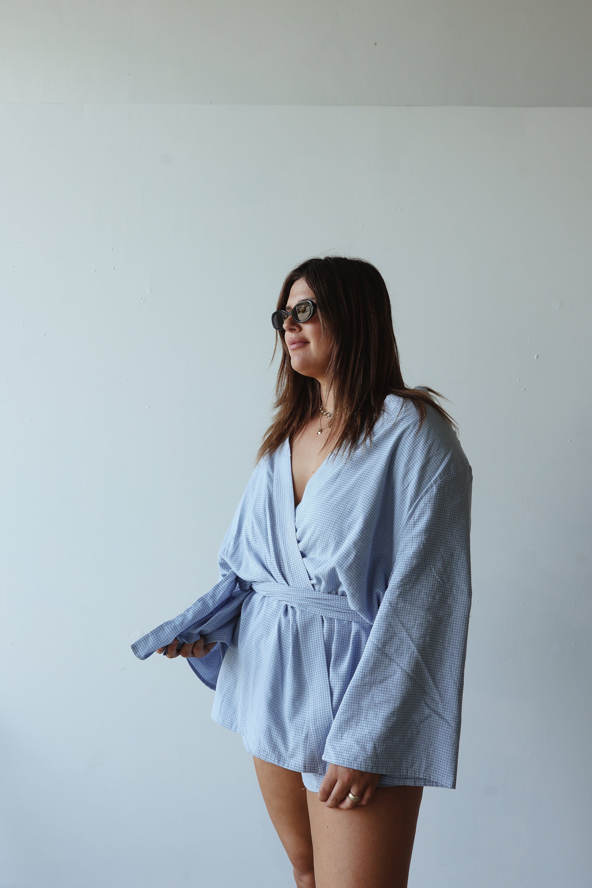 Luella cotton kimono - blue check