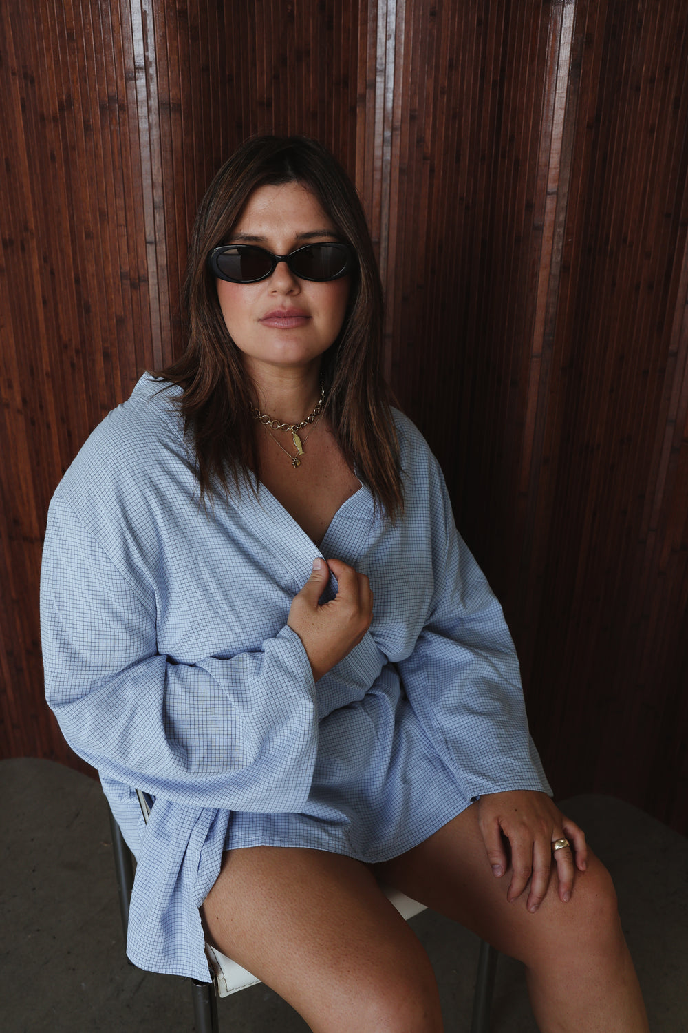 Luella cotton kimono - blue check