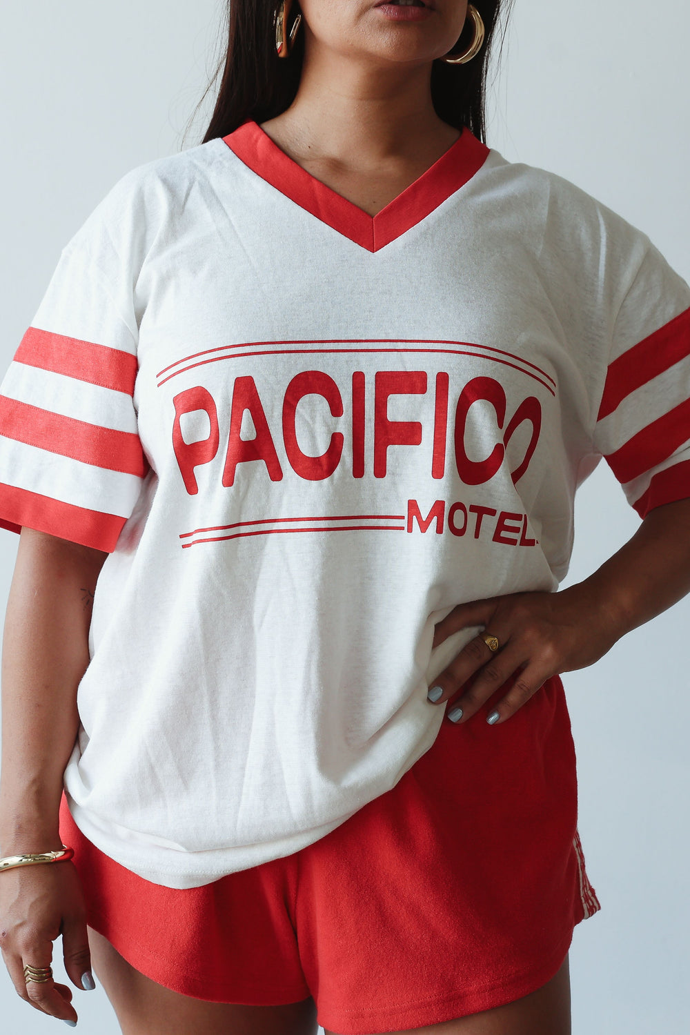 Vintage hemp/cotton tee - pacifico red