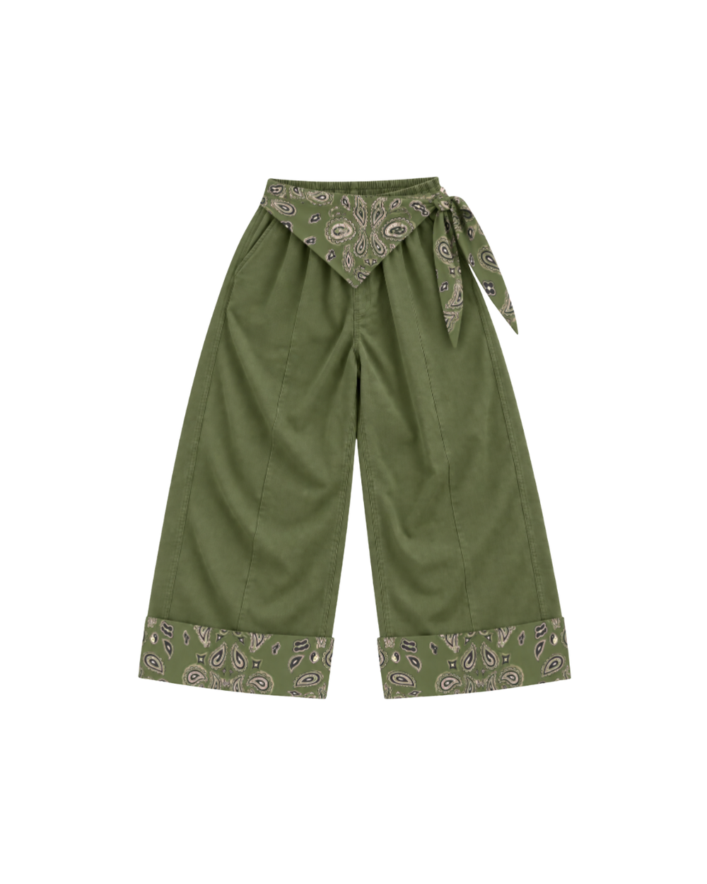 Barrel leg pants - olive bandana