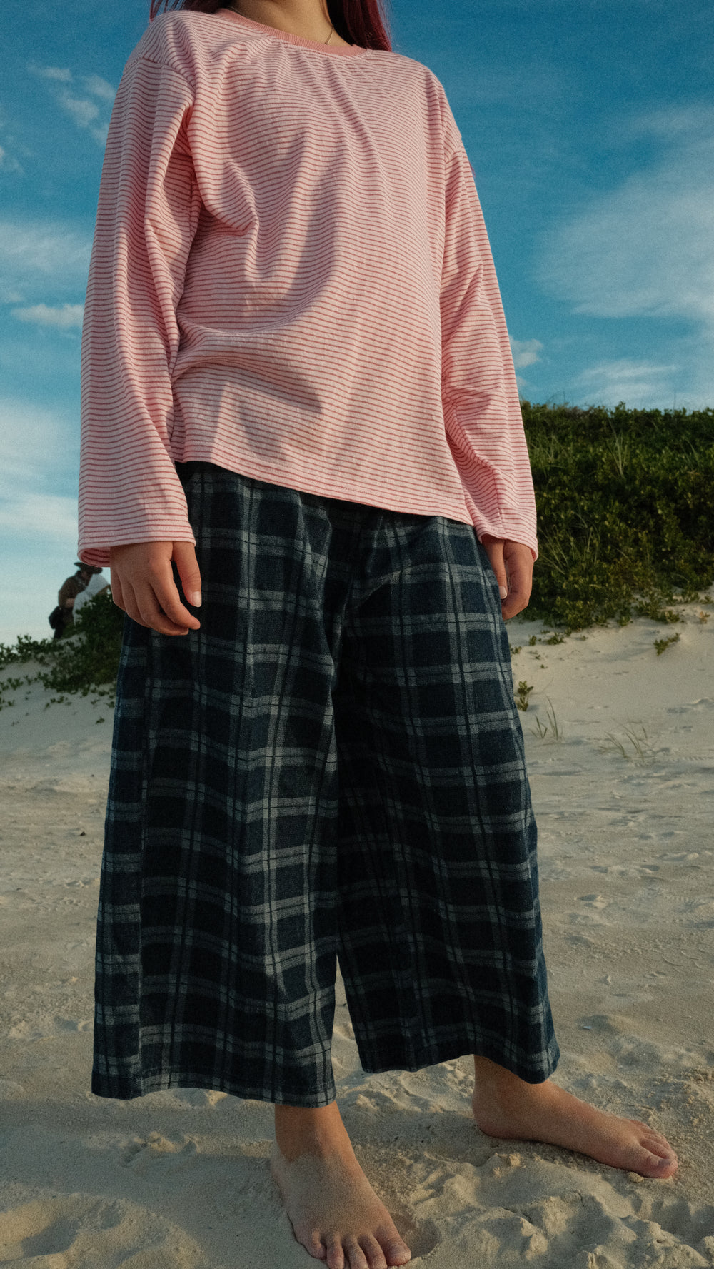 Wide leg pants - denim check