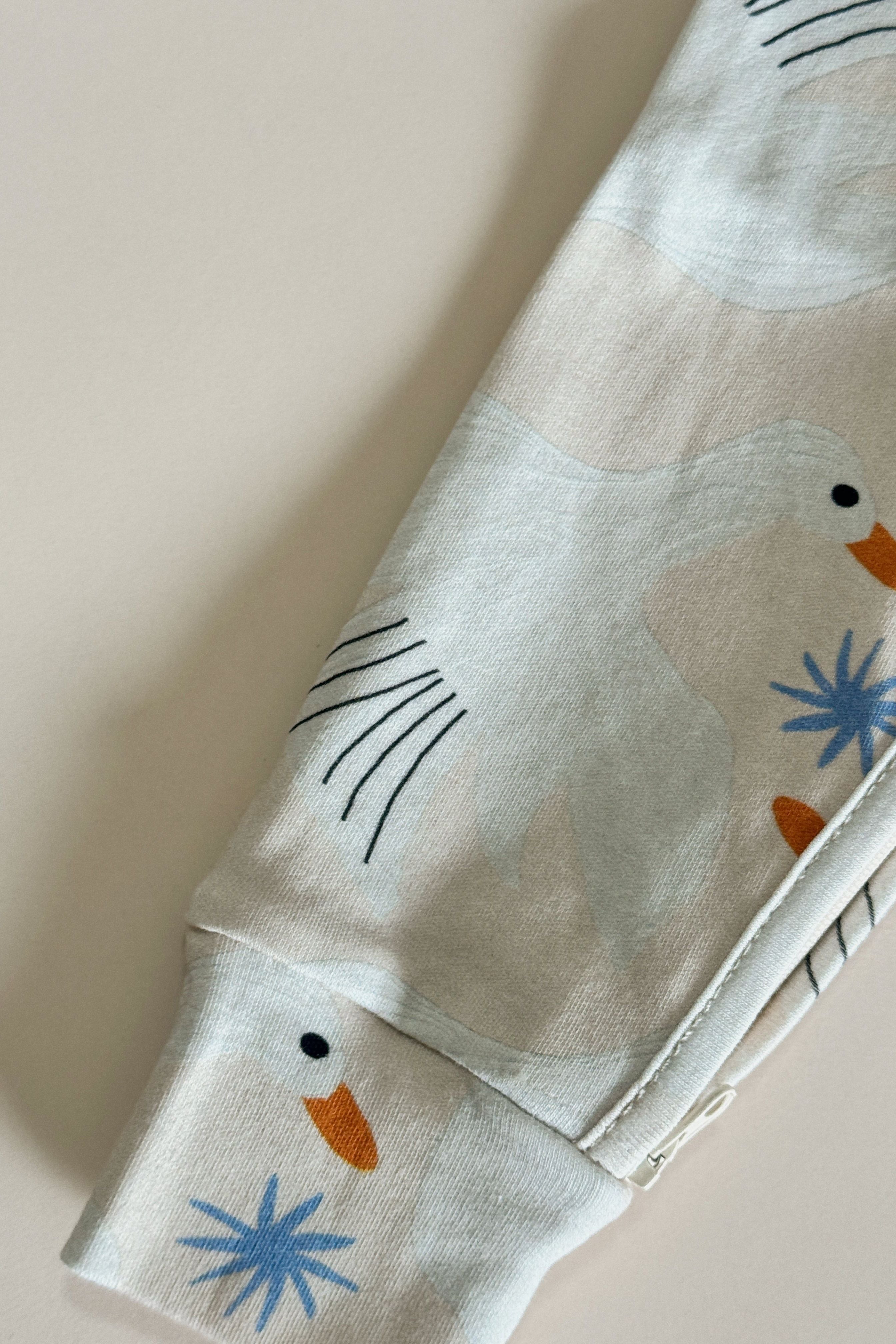 Organic cotton zip onesie - birdie