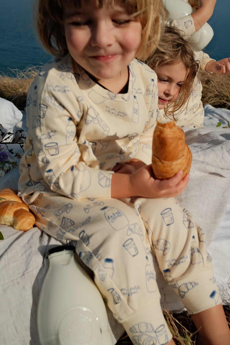 Organic cotton pj set - milk & croissant