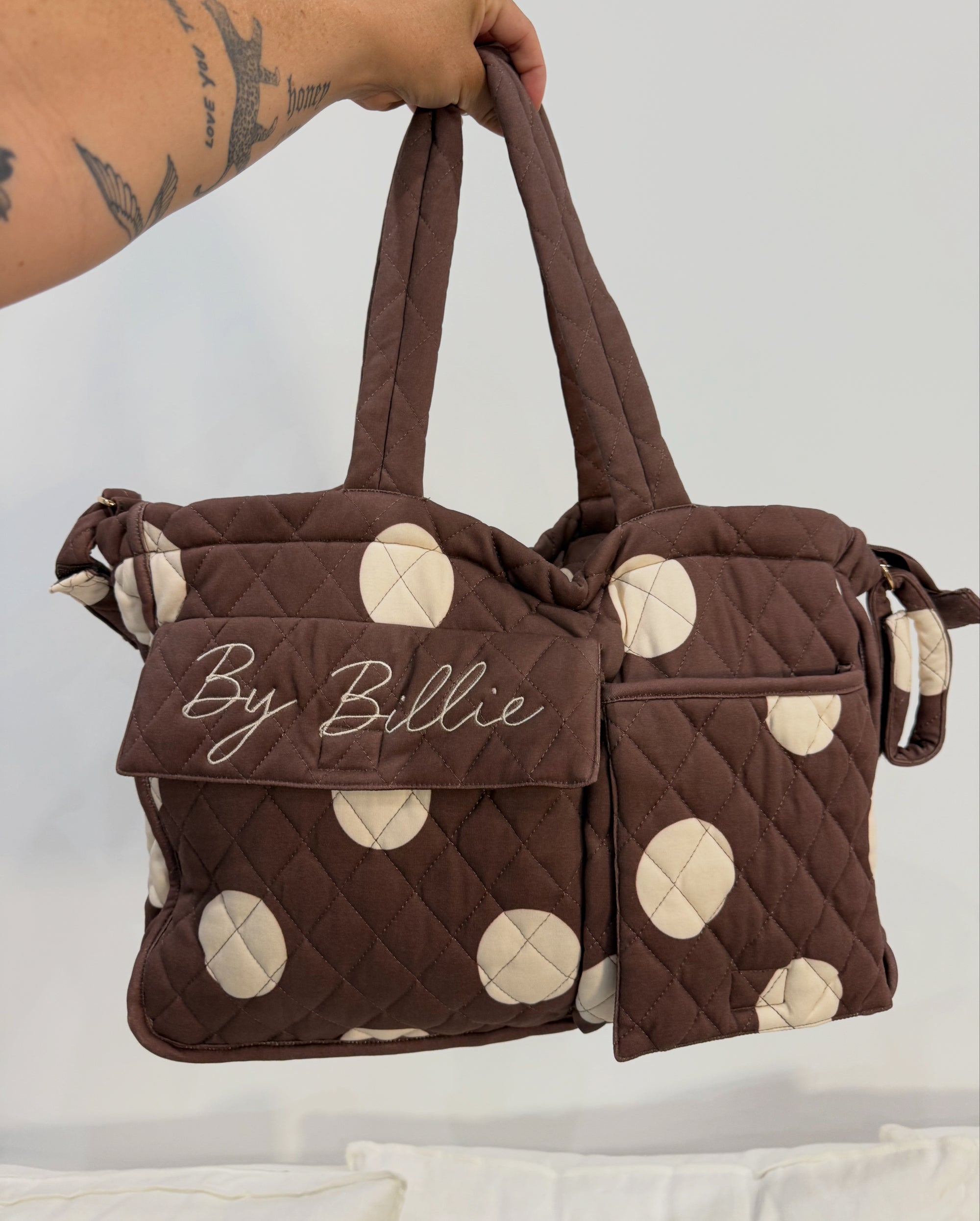 *pre-order*The By Billie baby bag - chocolate/vanilla polka dot