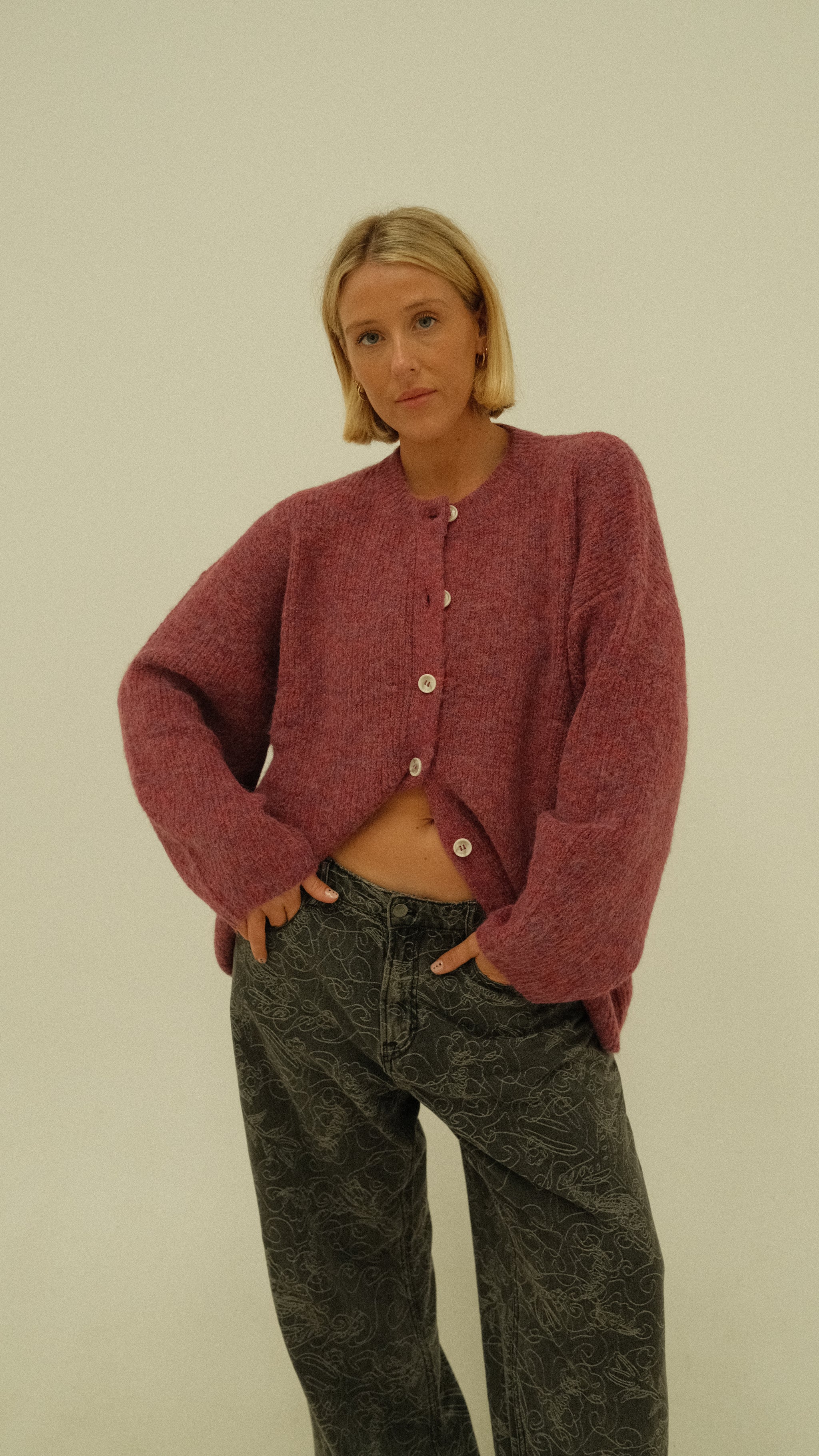 Sienna knit cardigan - grape