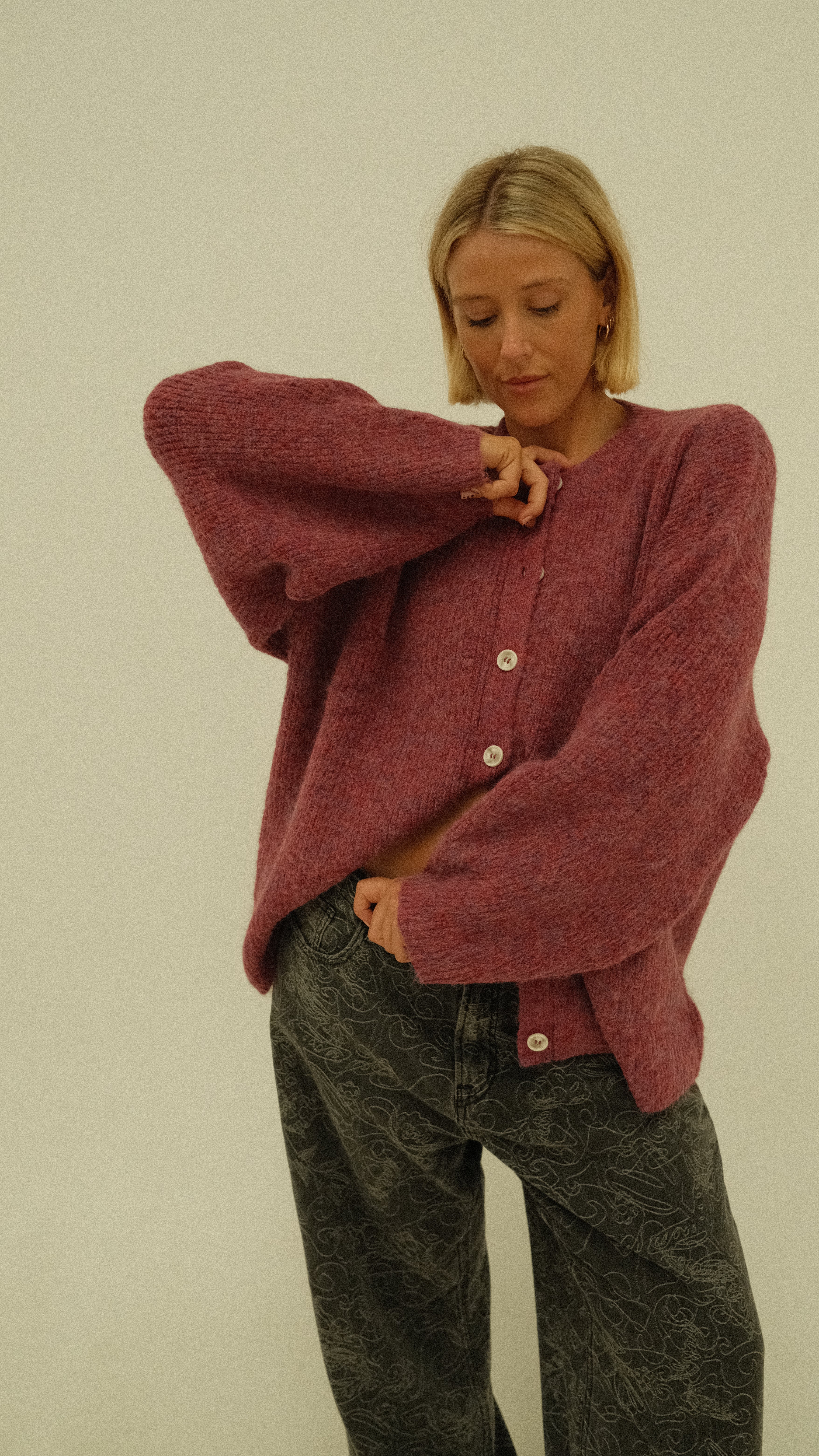 Sienna knit cardigan - grape