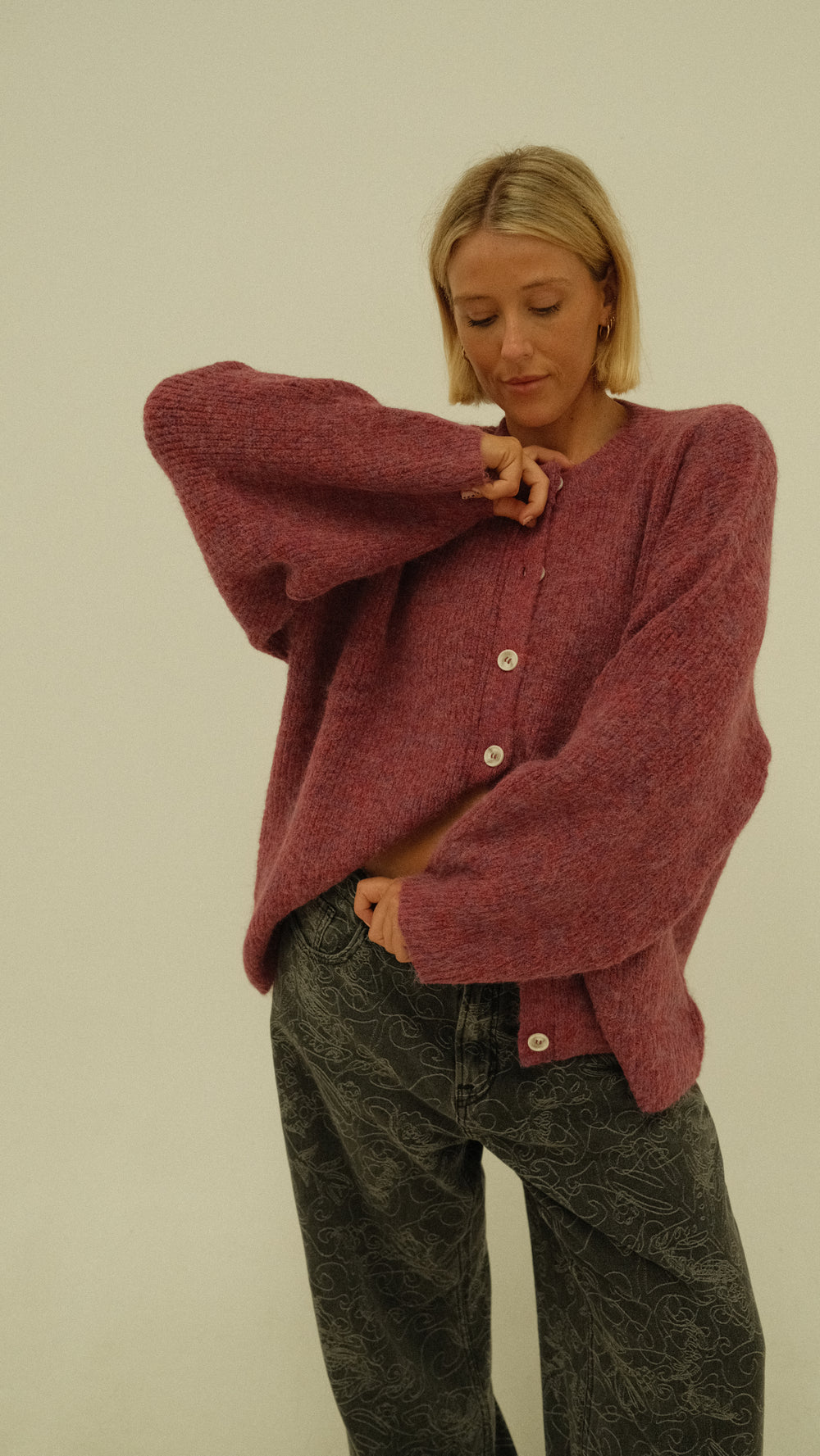 Sienna knit cardigan - grape