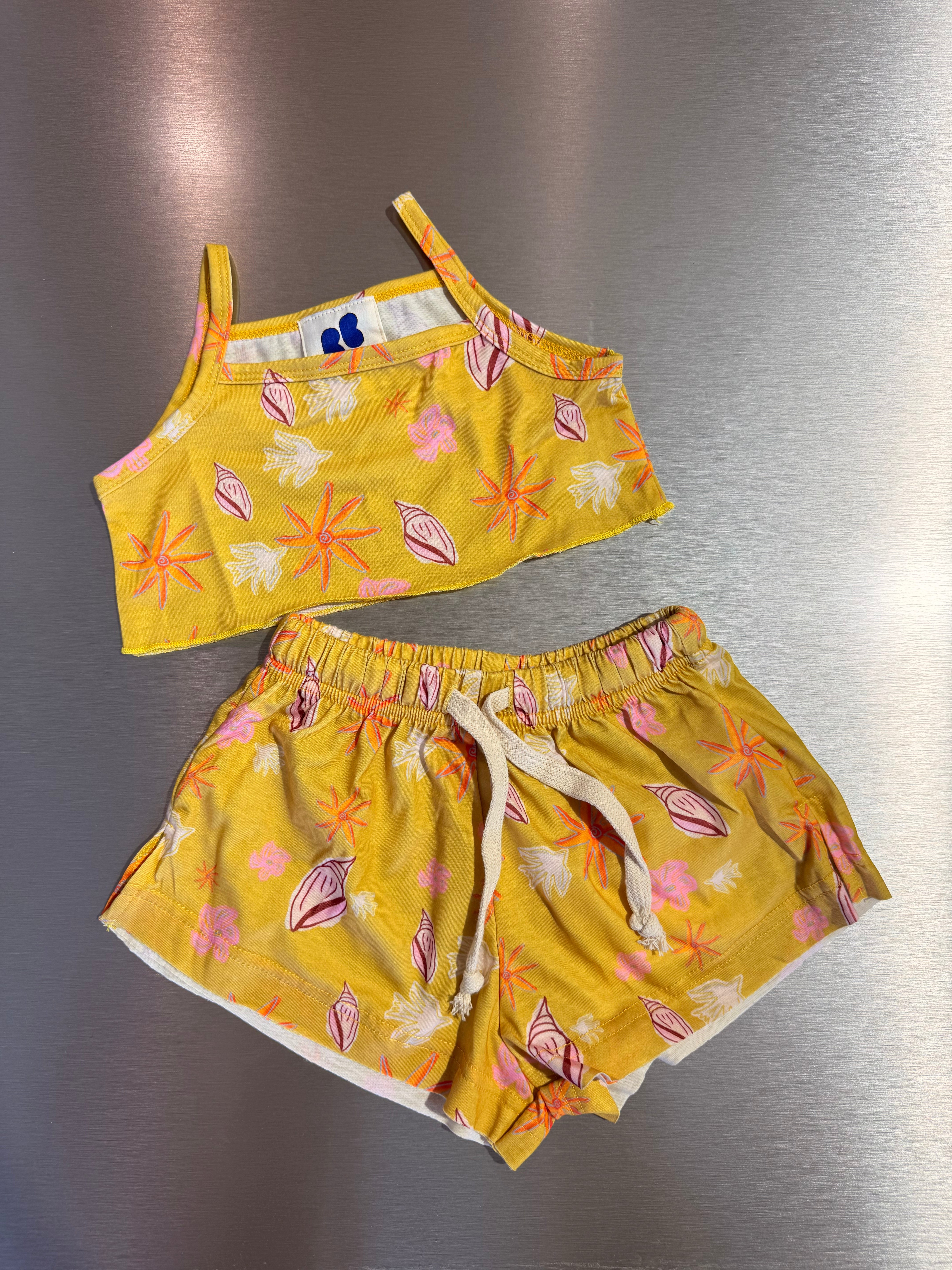 Play crop & shorts set - golden seashells