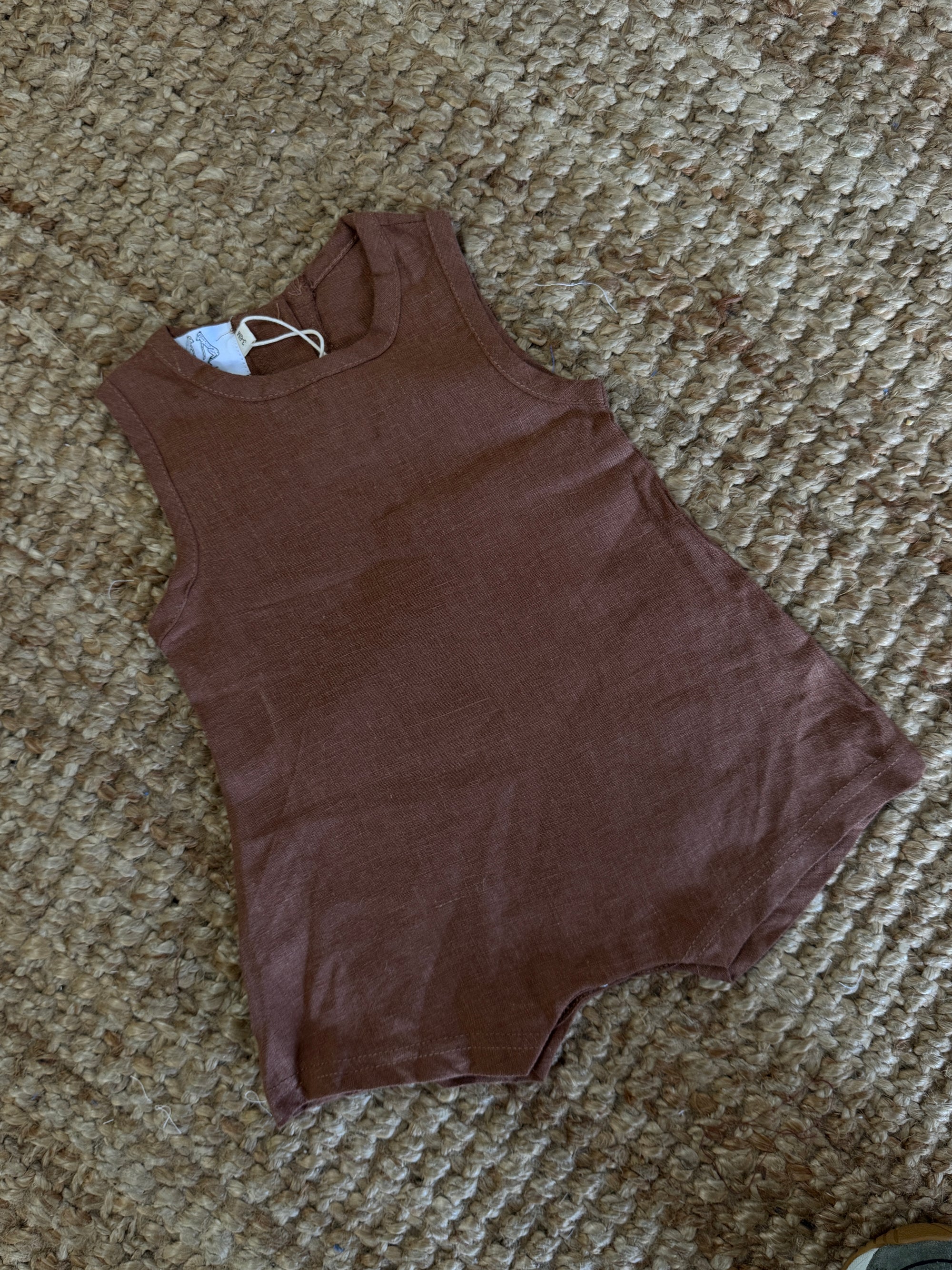 Brown linen romper - FAULTY