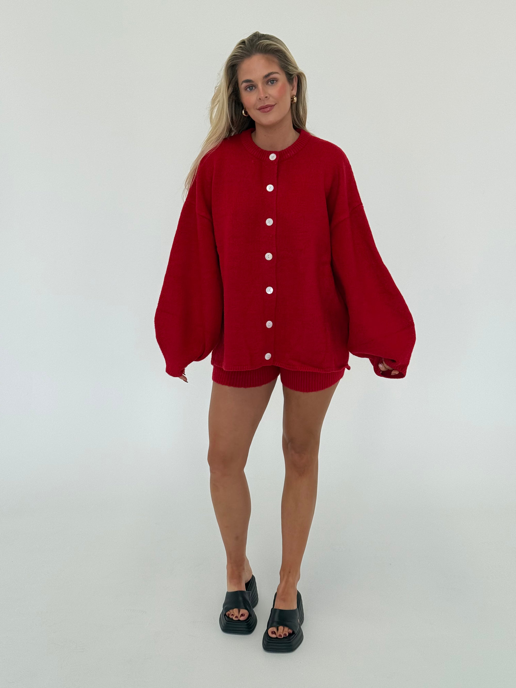 Sienna knit cardigan - ruby