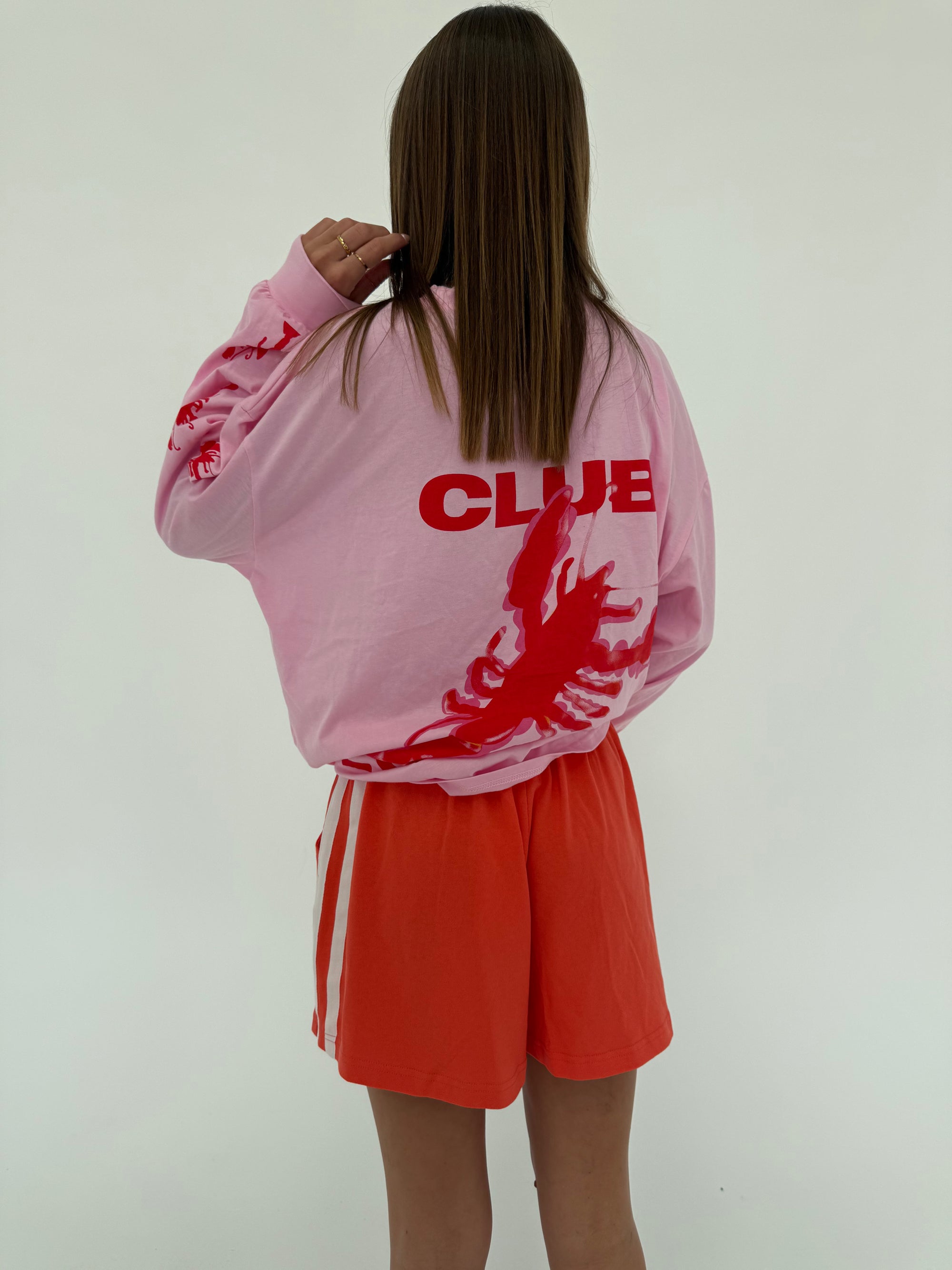 Lobster Club long sleeve tee - pink/red