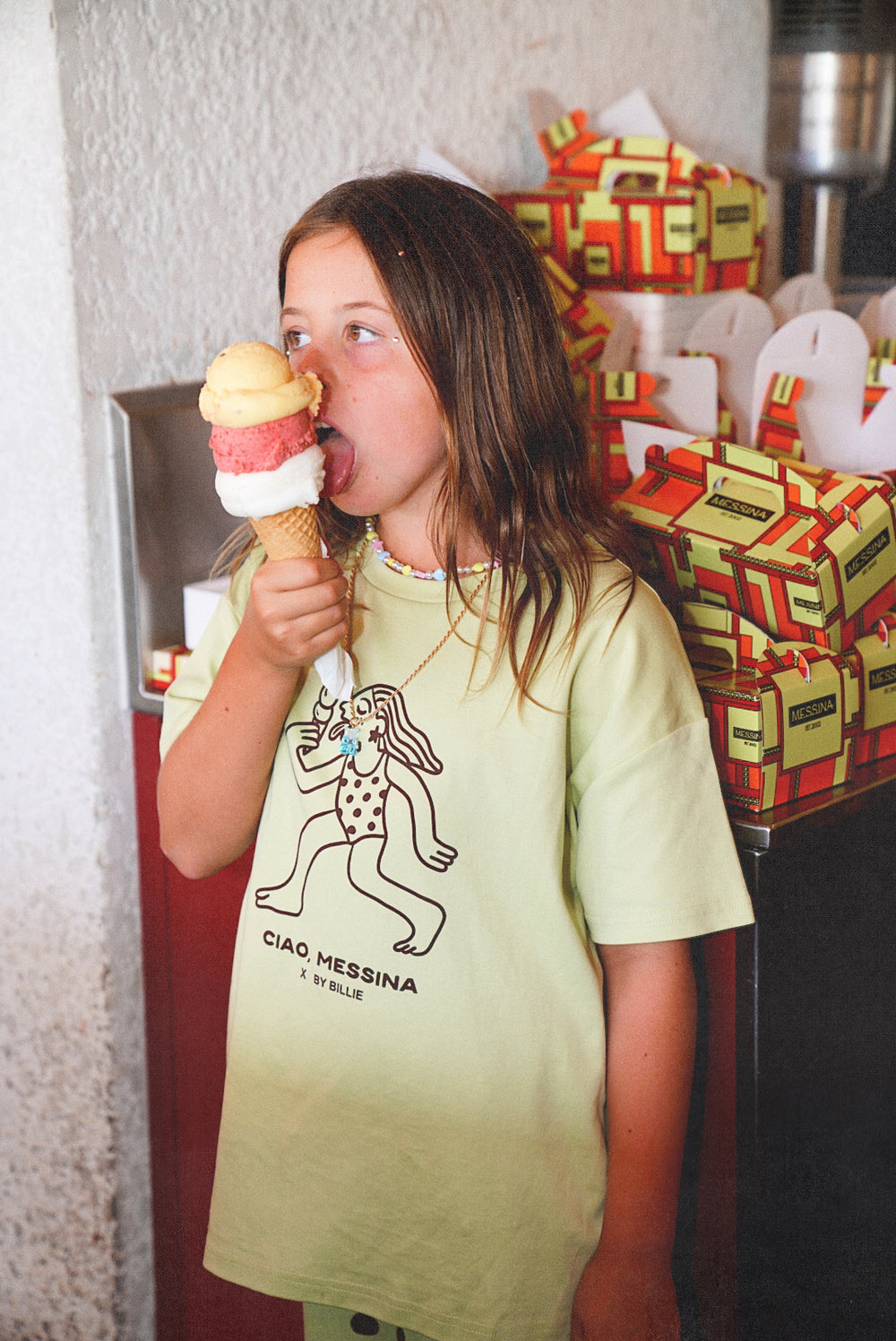 Messina x By Billie kids tee - pistachio/chocolate