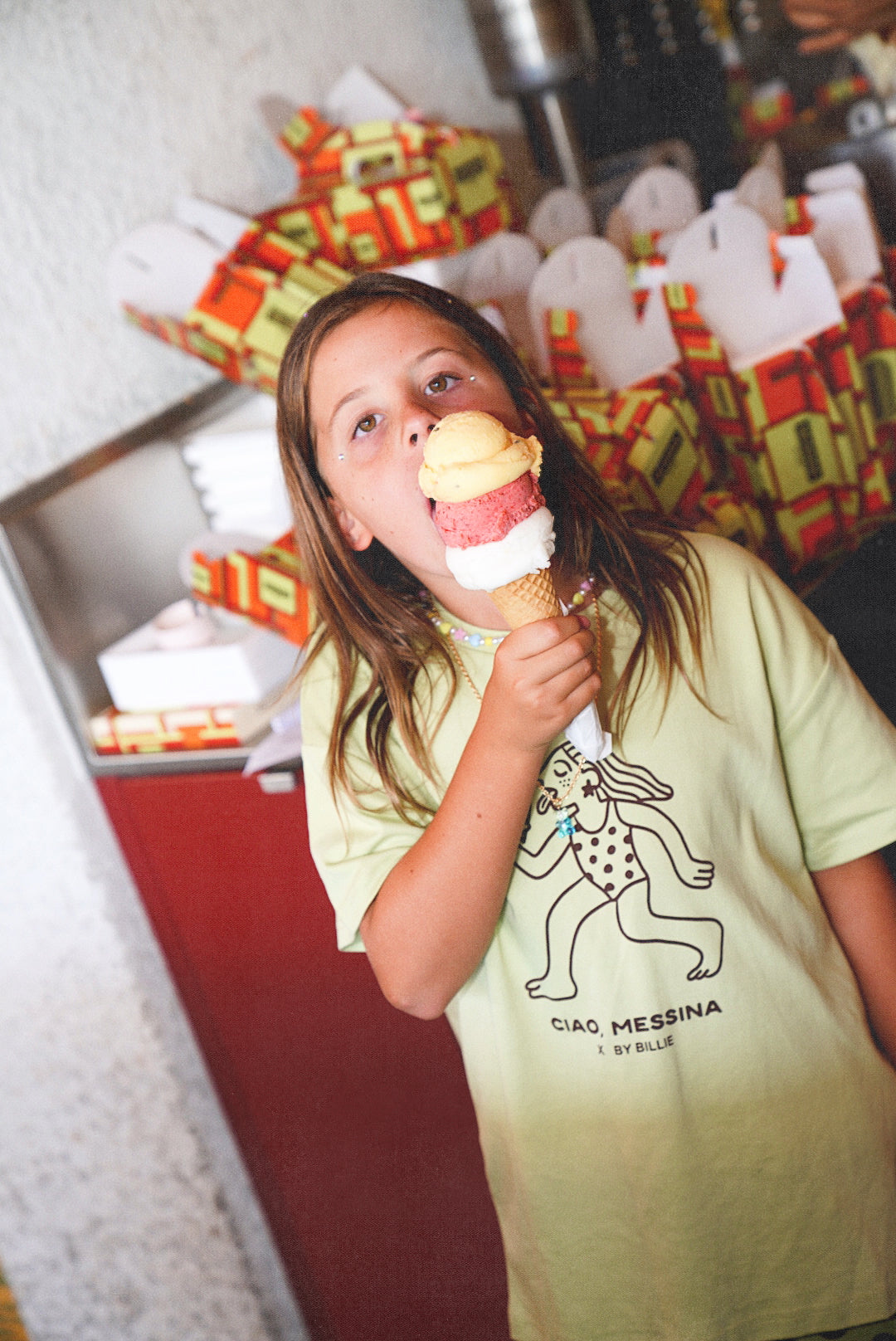 Messina x By Billie kids tee - pistachio/chocolate