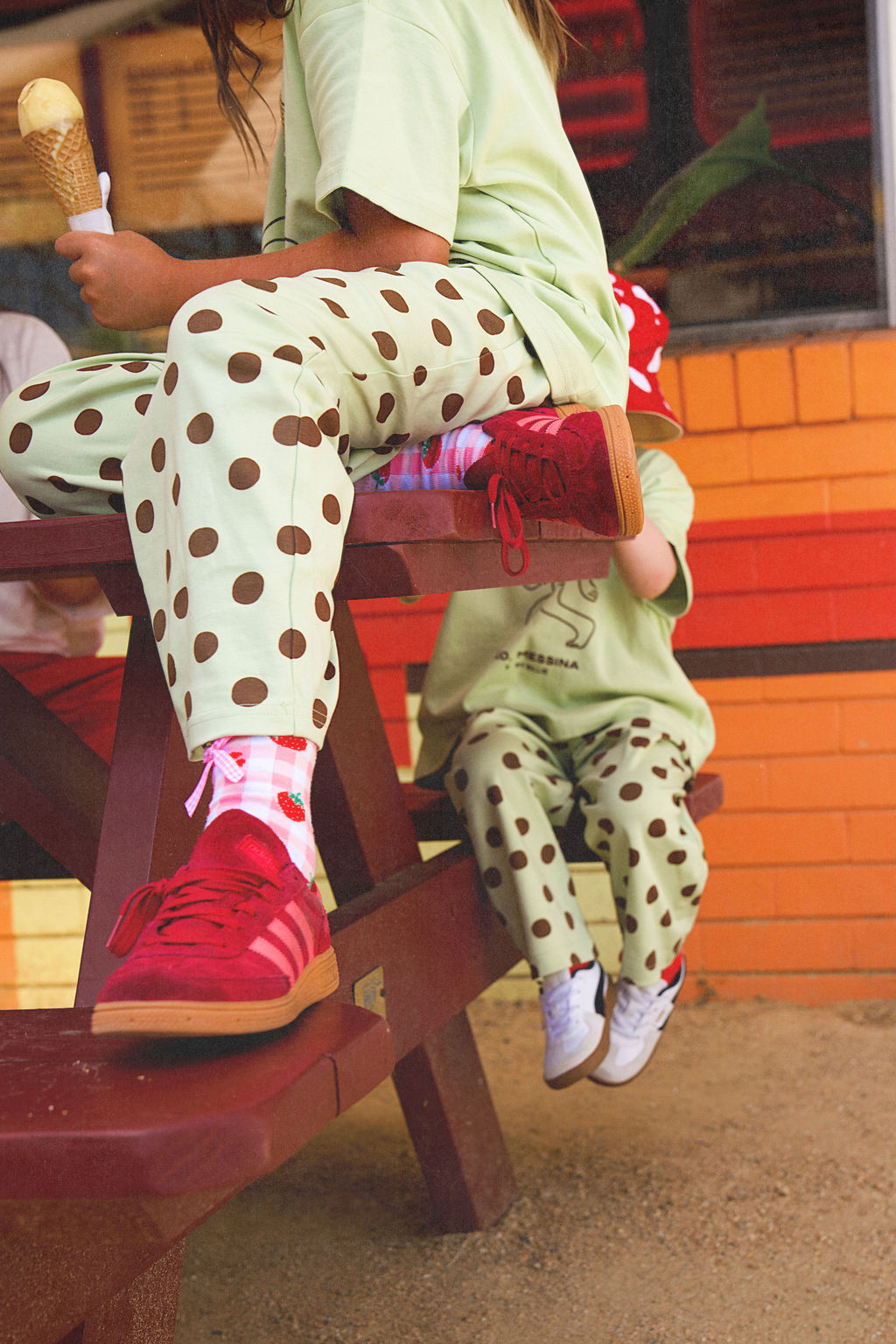 Polka dot pant - pistachio/chocolate