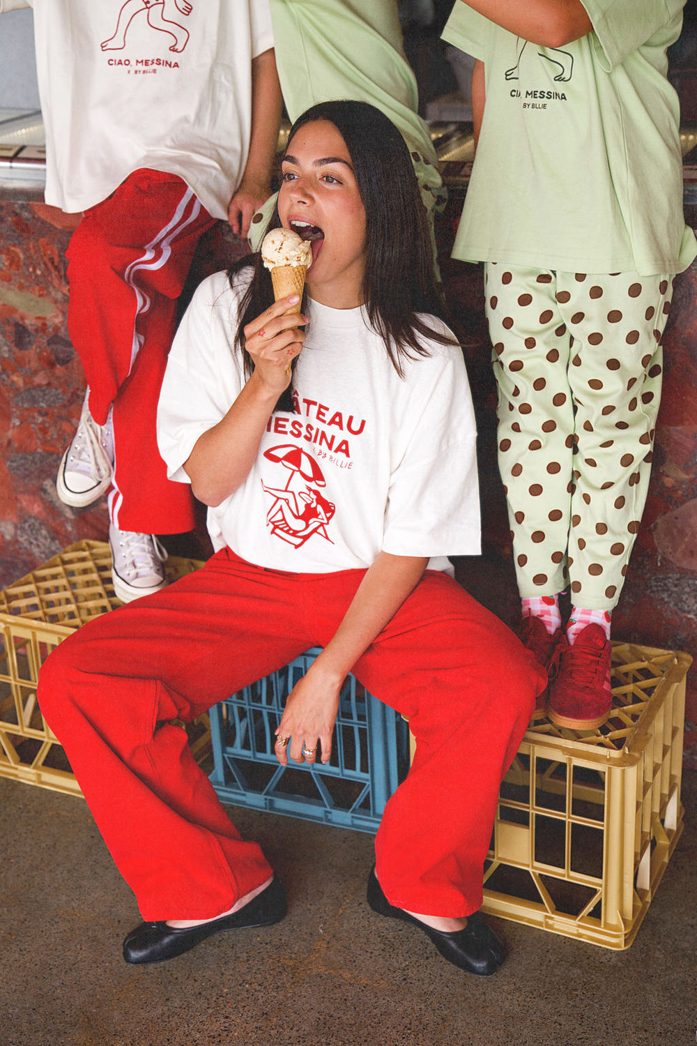 Messina x By Billie hemp/cotton tee - Red/White