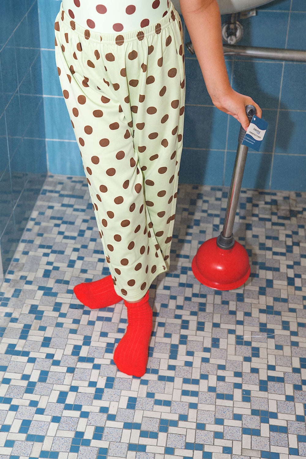 Polka dot pant - pistachio/chocolate