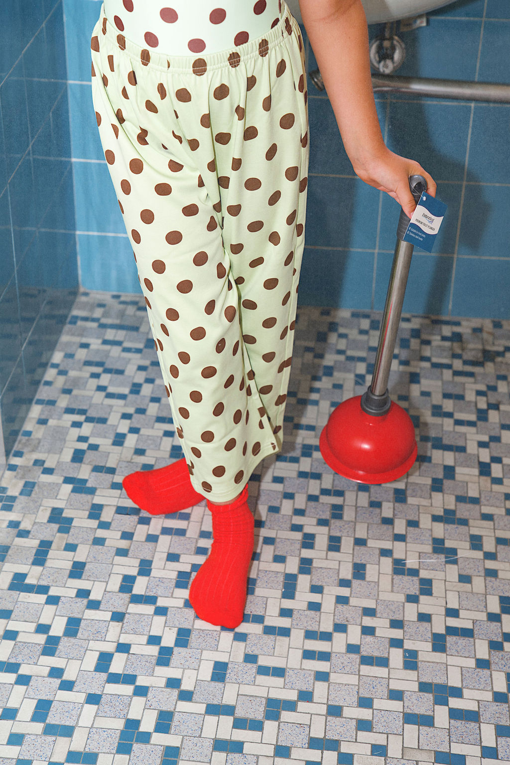 Polka dot pant - pistachio/chocolate