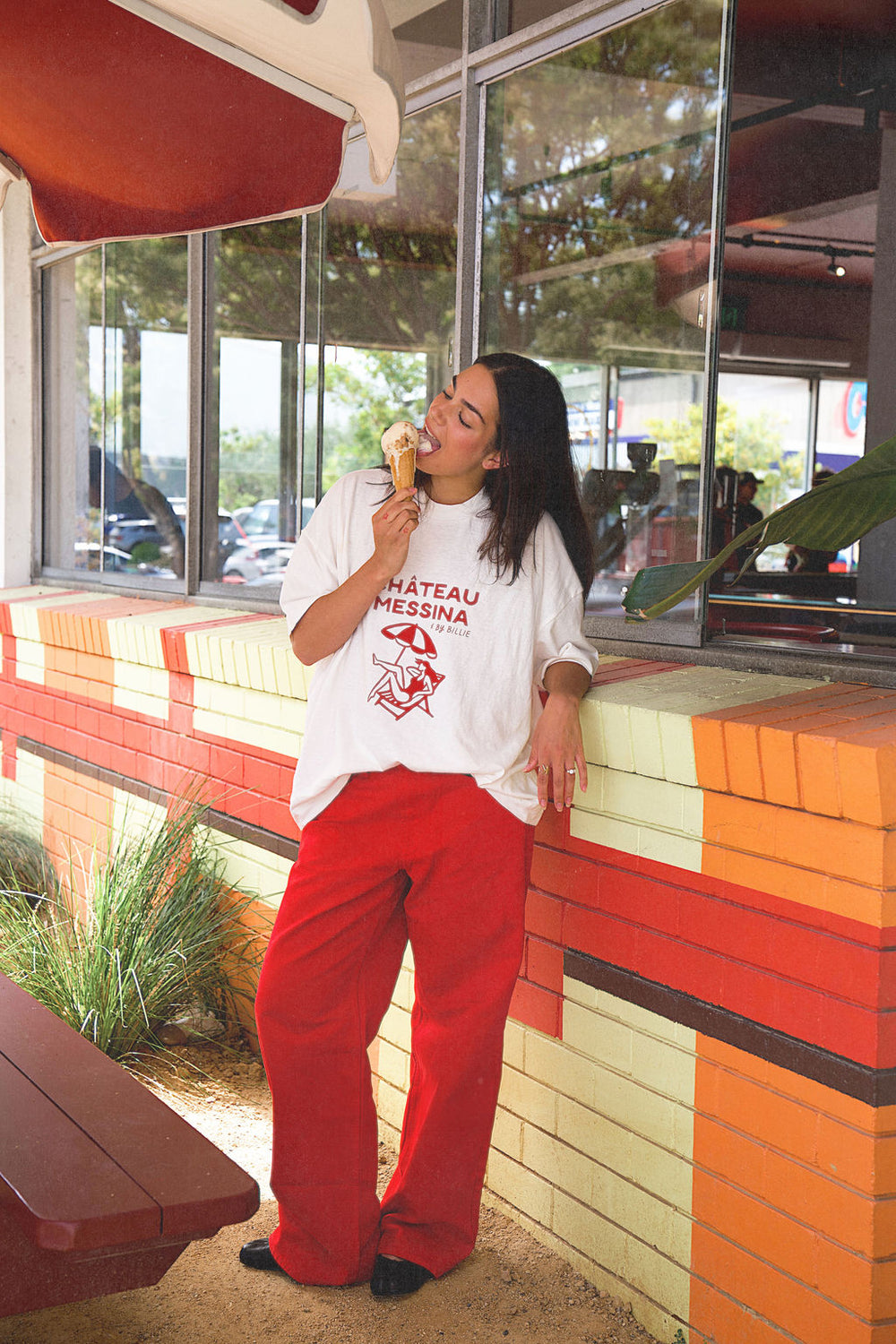 Messina x By Billie hemp/cotton tee - Red/White
