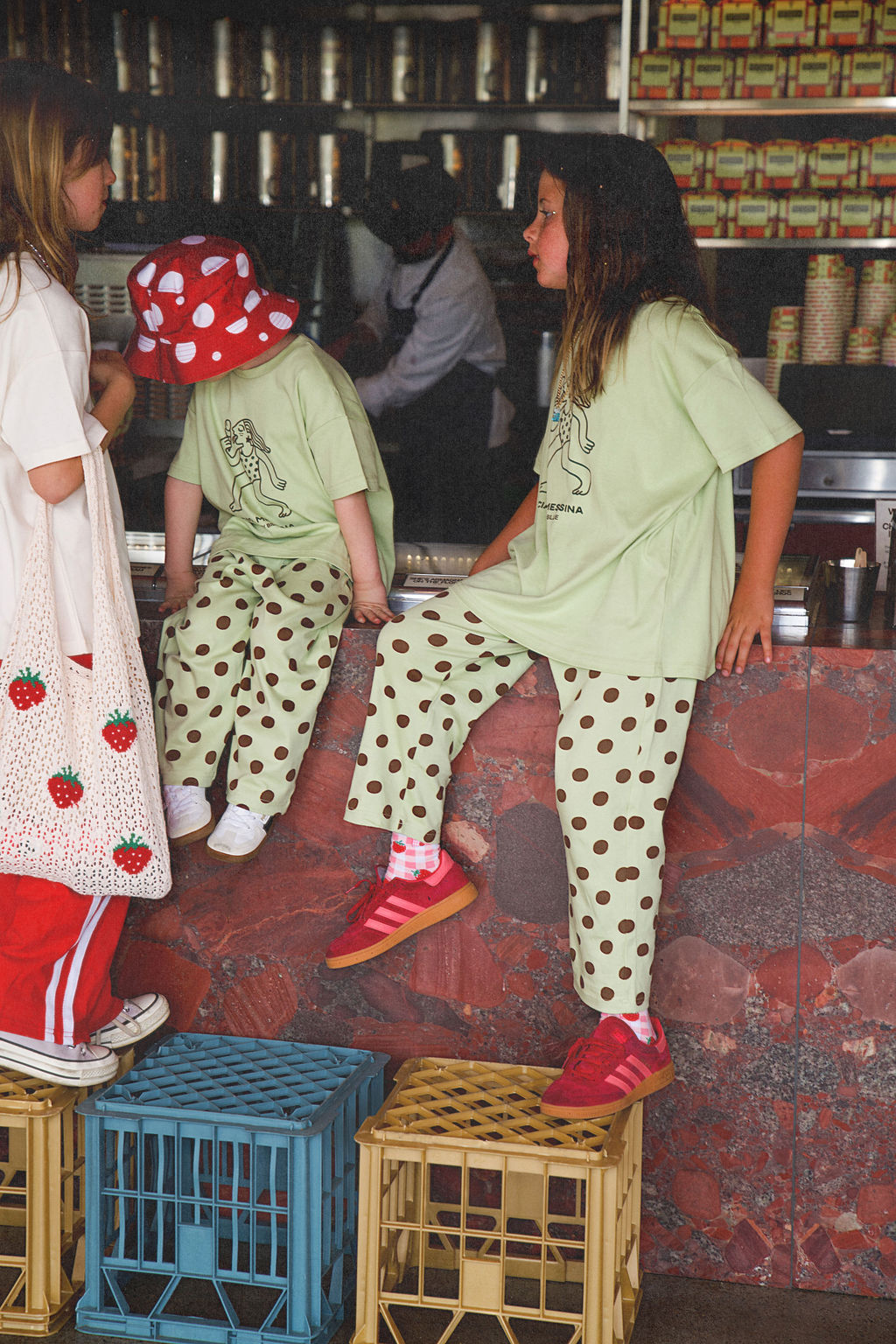 Polka dot pant - pistachio/chocolate