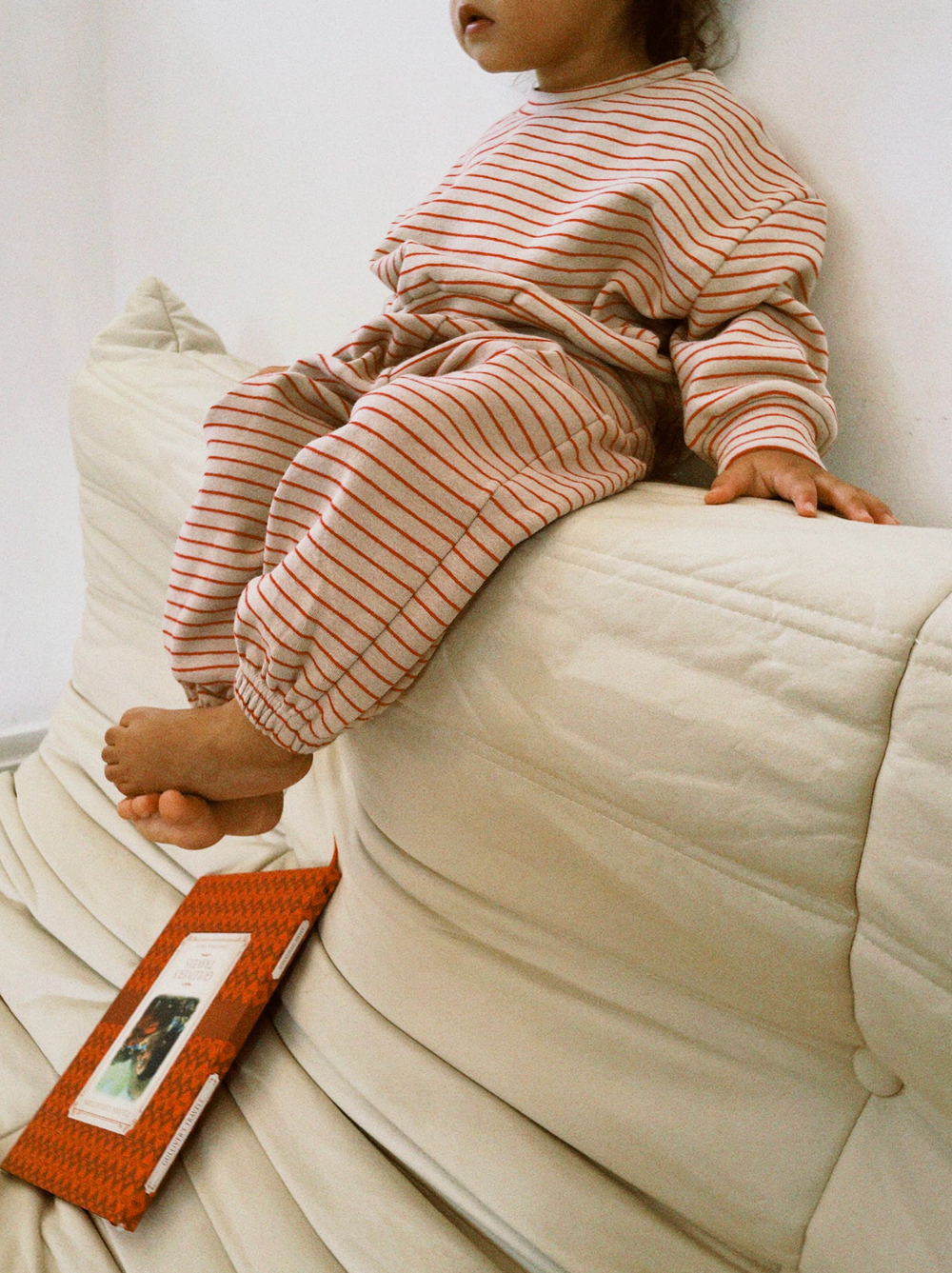 Tracky dacks - cream/red stripe